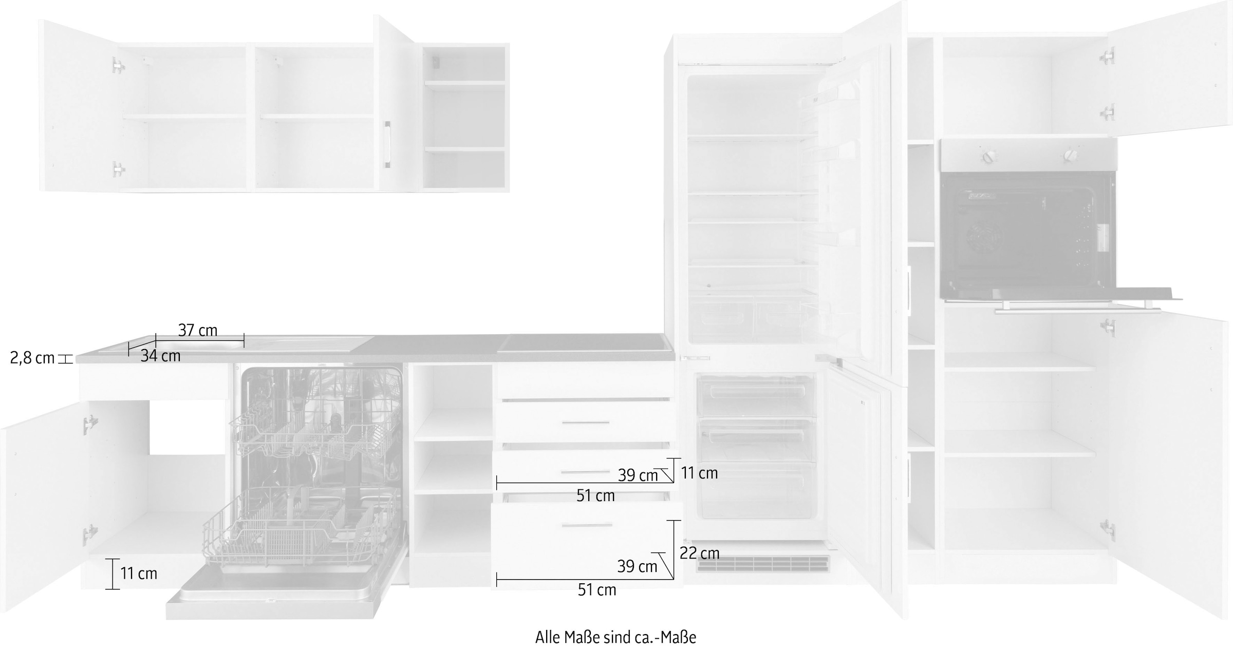 KOCHSTATION Küchenzeile »KS-Paris – Küchen mit einzigartigen Fotomotiven auf den Fronten« Breite 350 cm, wahlweise mit E-Geräten und Induktion