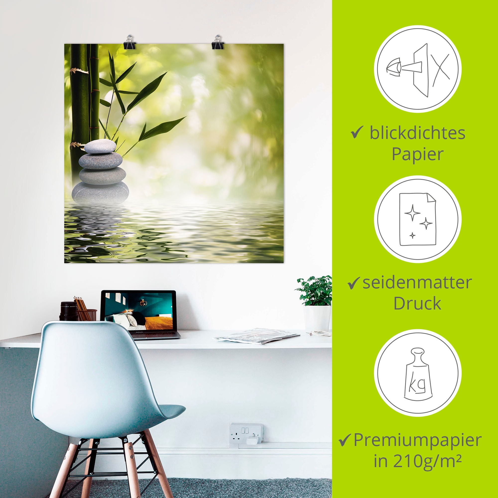 Artland Wandbild »Asiatische Spa Steine«, Spa, (1 St.), als Alubild, Outdoorbild, Leinwandbild, Poster, Wandaufkleber