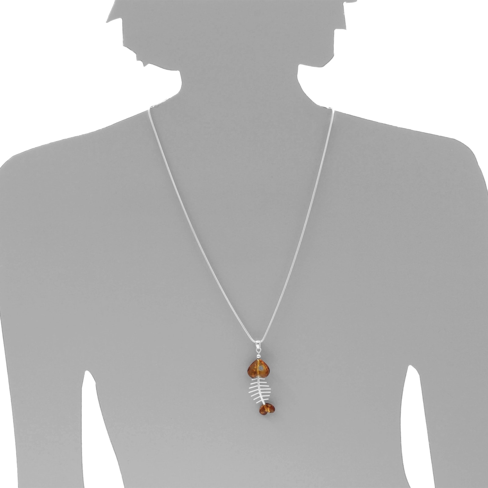 OSTSEE-SCHMUCK Kettenanhänger »- Fisch 60 mm - Silber 925/000 - Bernstein« ()