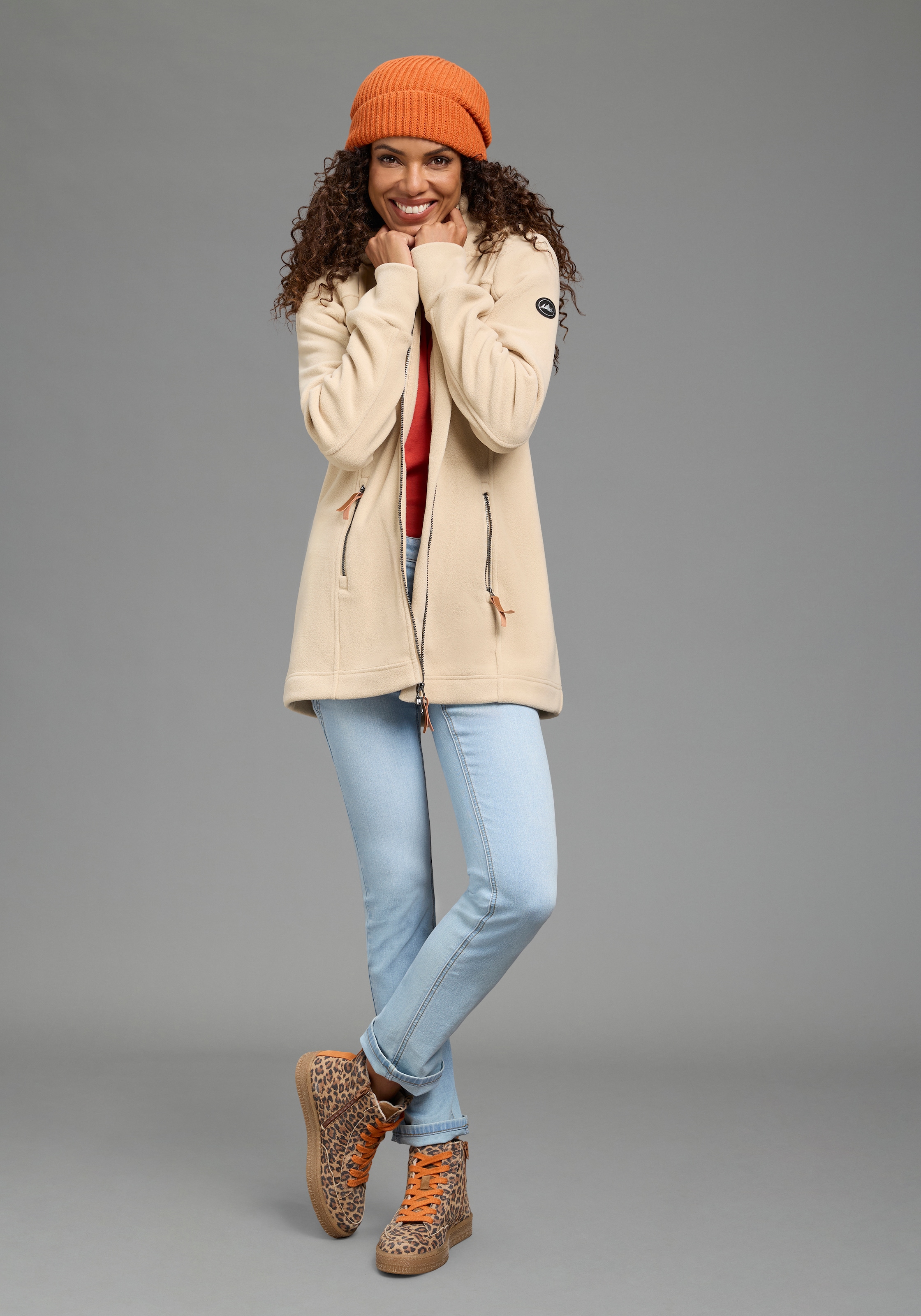 Polarino Fleecejacke mit Kapuze aus Fleece,  atmungsaktiv,  schnell trocknend