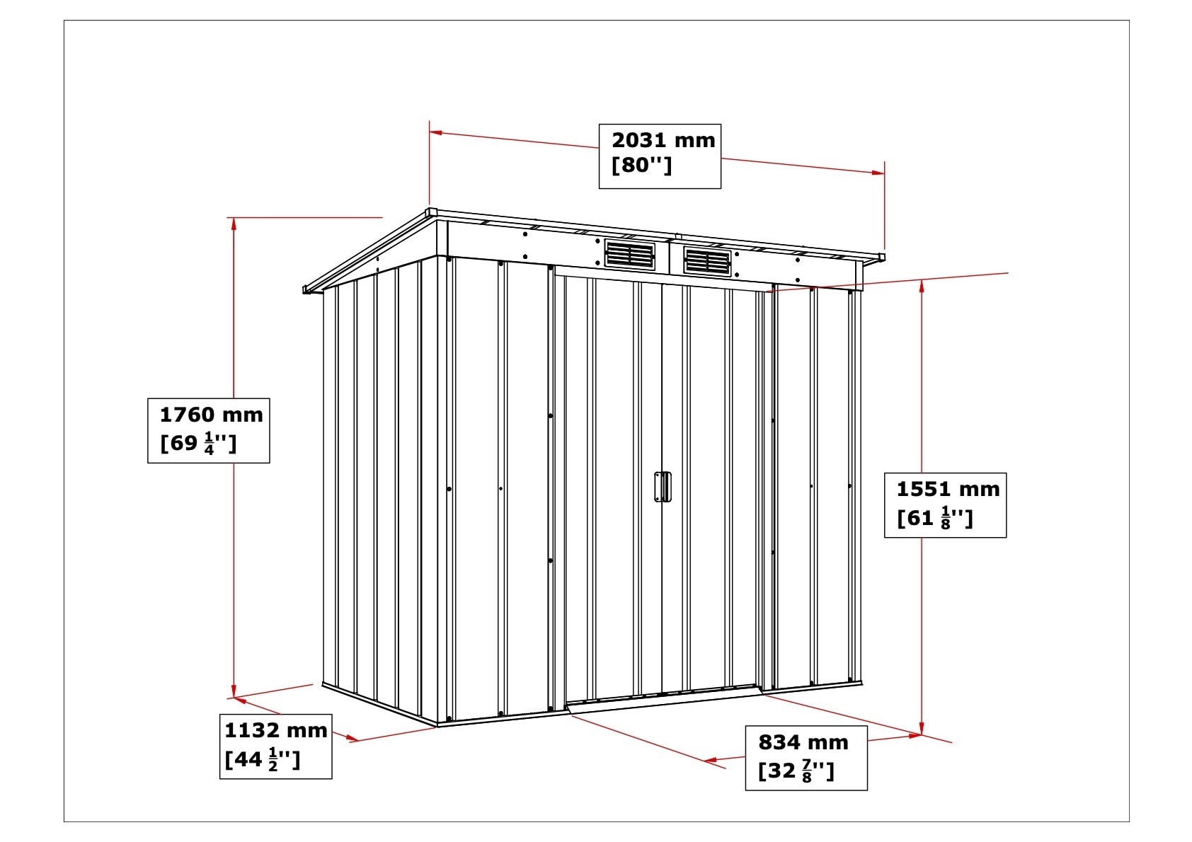 VCM Gartenhaus »Metall Gerätehaus 203x113 Gartenhaus Schiebetür«