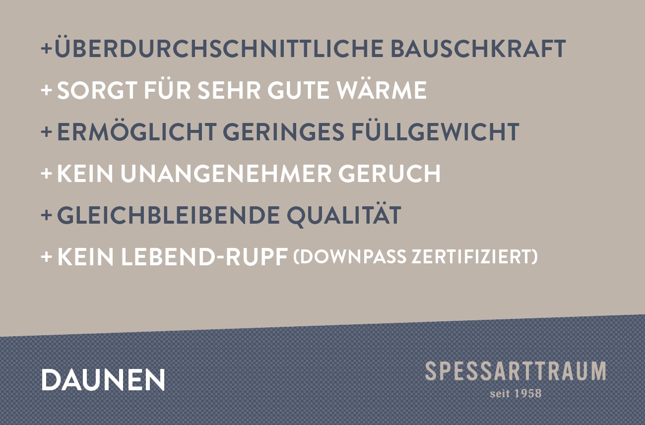 SPESSARTTRAUM Daunenkissen »FIRST CLASS«, Füllung: 60% Daunen, 40%Federn, Bezug: 100% Baumwolle, (1 St.), hergestellt in Deutschland, allergikerfreundlich