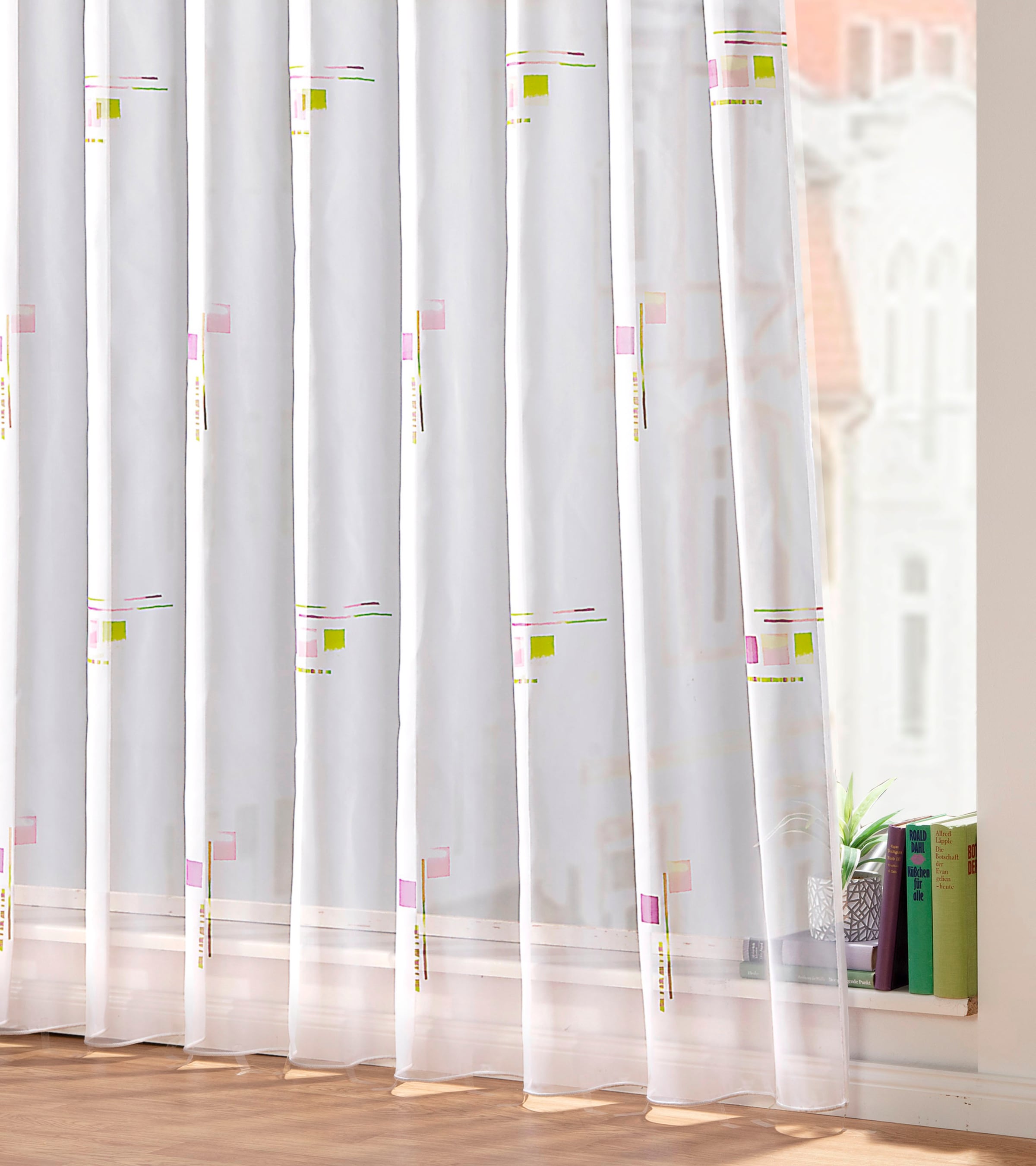 Weckbrodt Gardine »Mia«, (1 St.), Voile, bedruckt, Allover, Motiv, halbtransparent, Bleiband, Store