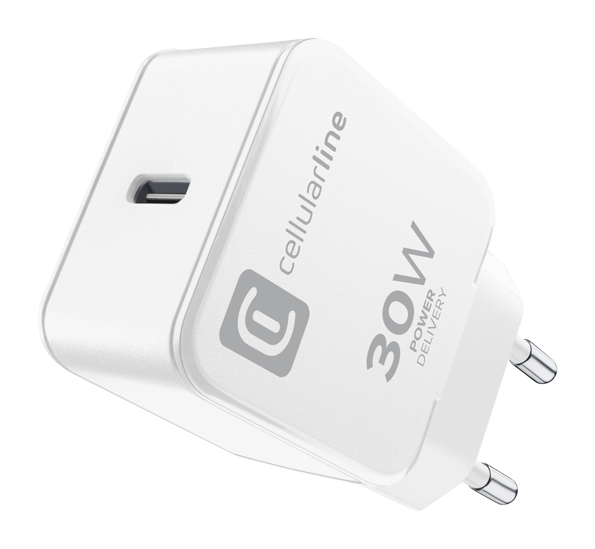 Cellularline USB-Ladegerät »USB Typ-C Travel Charger One 30W«, Ladegerät Lader für Samsung Galaxy, Apple iPhone, Google Pixel