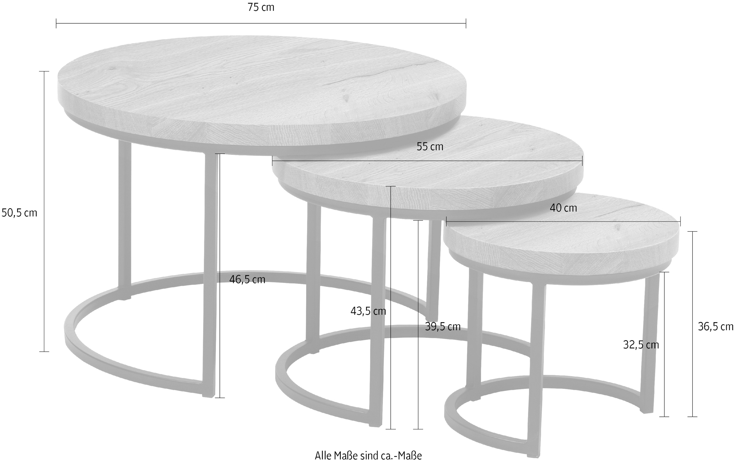 OMG Design Couchtisch »Hugo« 3 Stk. tlg. im 3er Set, variabel stellbar