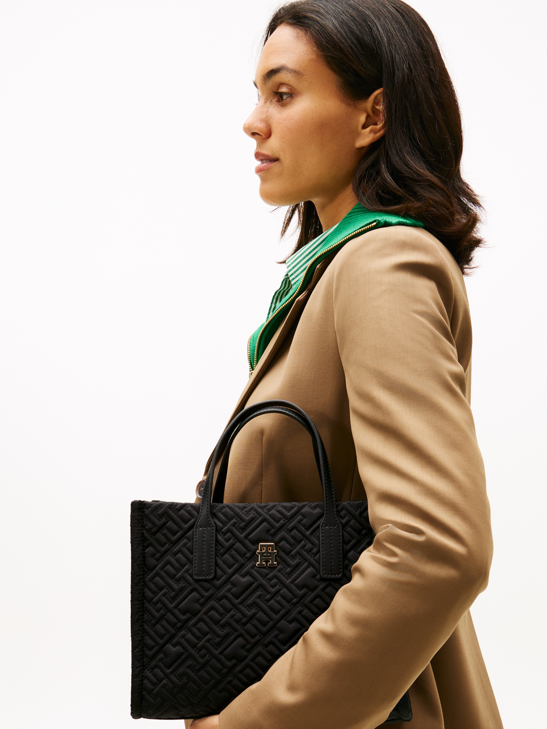 Tommy Hilfiger Tragetasche »TH CITY MINI TOTE MONO NYLON« , Damen Schultertasche, Businesstasche mit TH-Logoprägung