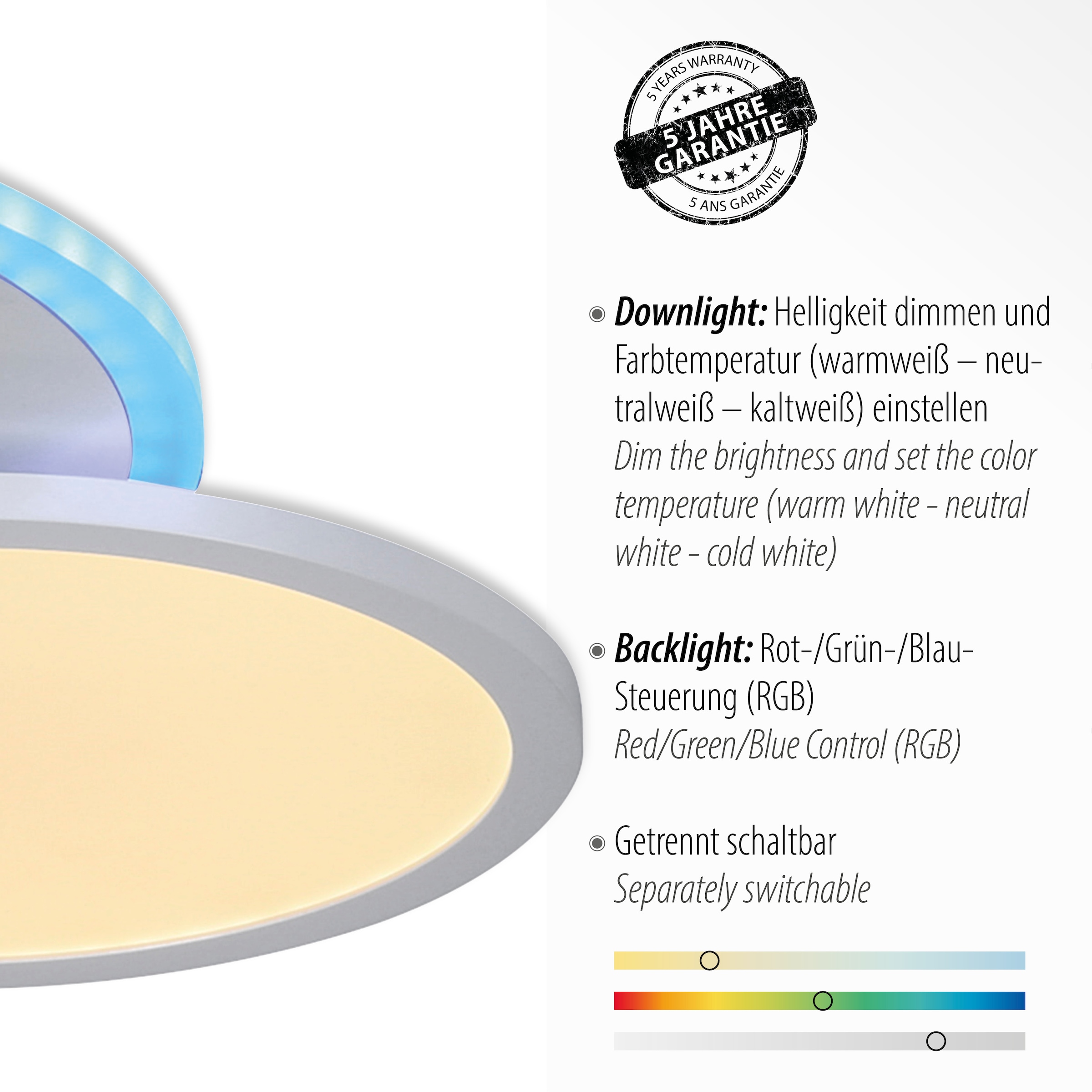 Leuchten Direkt Deckenleuchte »ARENDA«, 2 3 CCT über XXL LED, online mit flammig-flammig, Jahren Garantie | - RGB, tunable white, dimmbar Fernbedienung kaufen