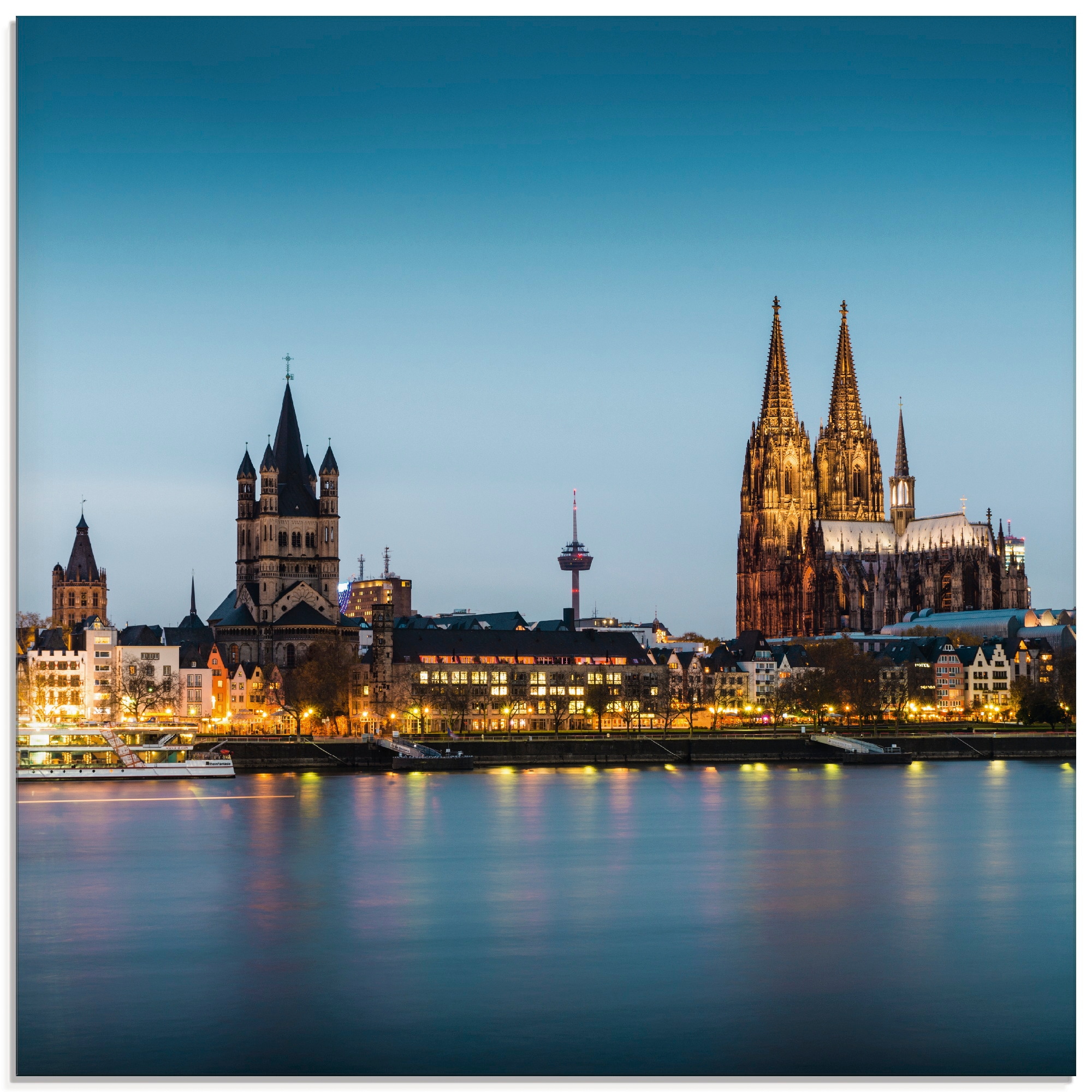 Artland Glasbild »Köln Rheinpromenade«, Deutschland, (1 St.), in verschiedenen Größen
