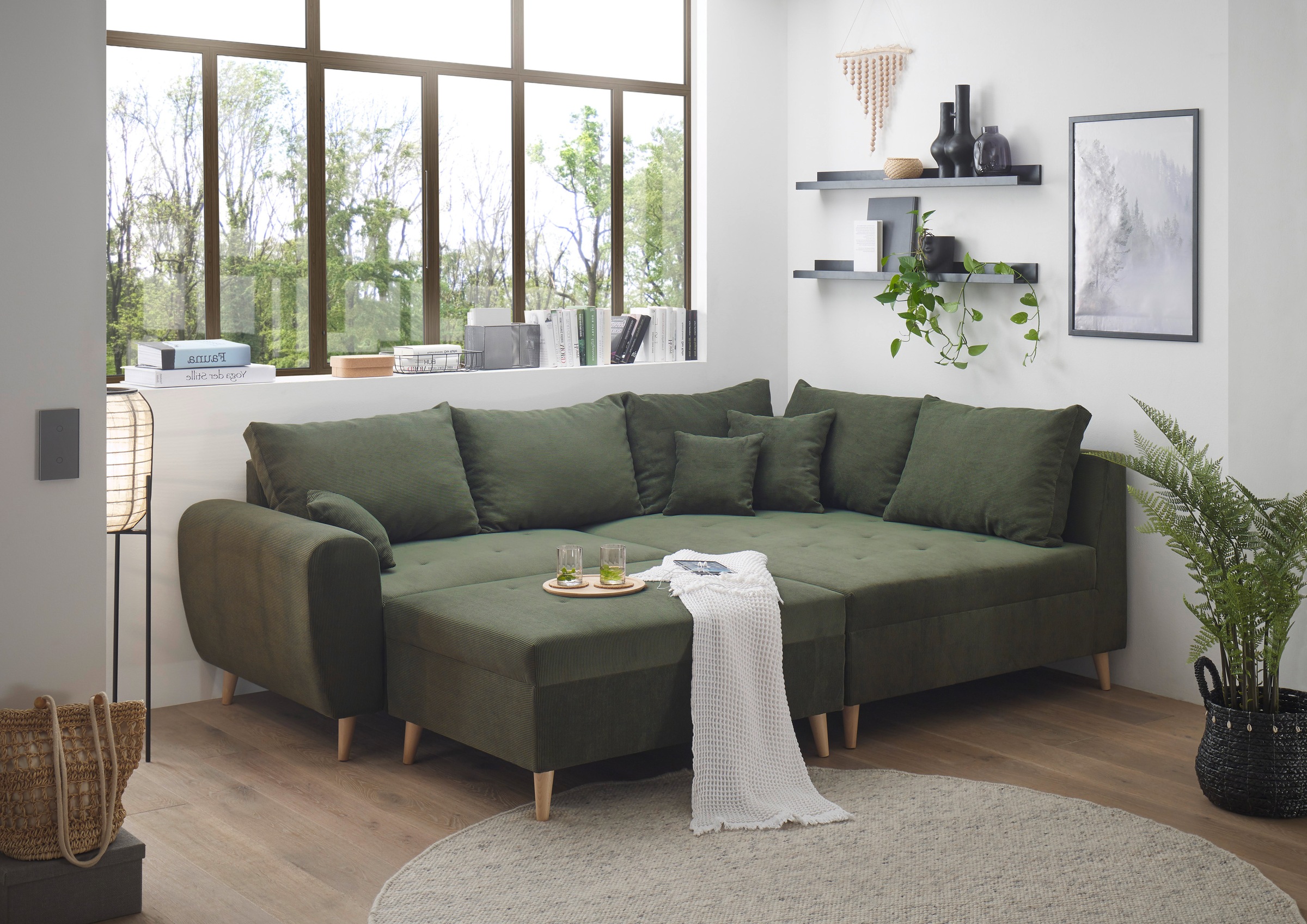 ED EXCITING DESIGN Ecksofa »Calanda L-Form«, mit Hocker & 3 Zierkissen