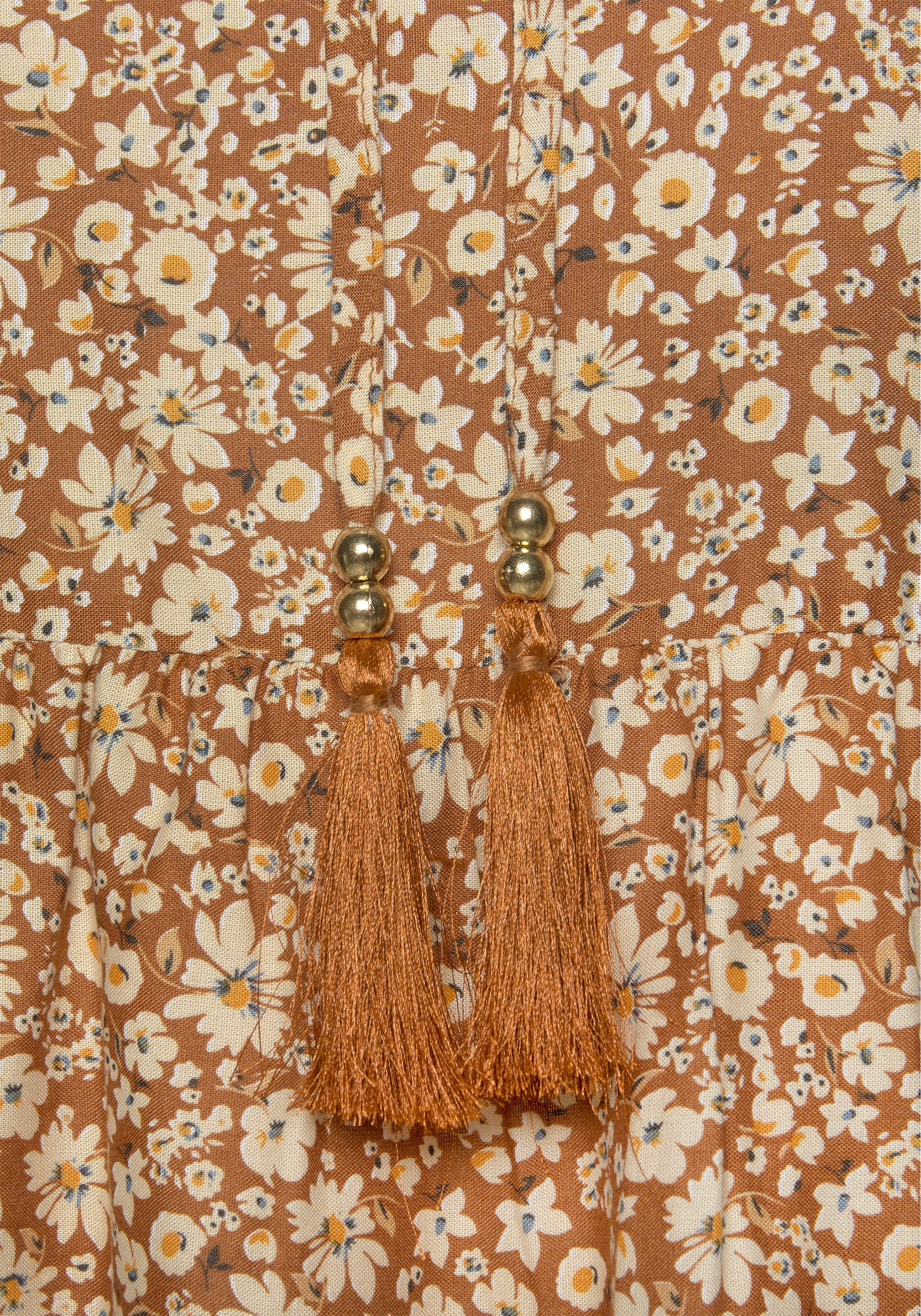 Buffalo Schlupfbluse, Zierperle, bei und Stil, mit Damenbluse 70er-Jahre Blümchenprint ♕