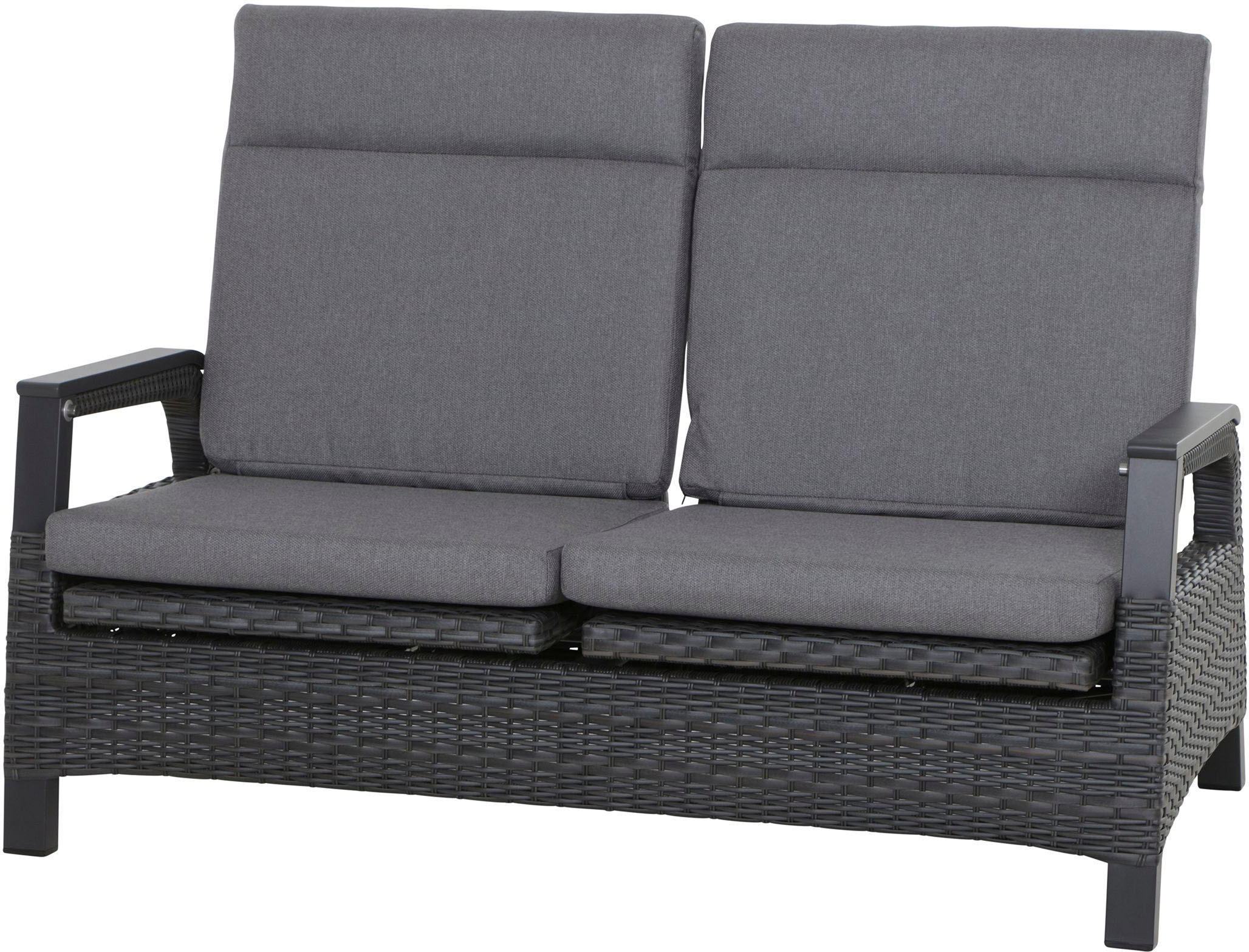 Siena Garden Gartenlounge-Set »Solea«, (Set, 8 tlg.), bestehend aus 2 Sesseln, 1 Bank, 1 Tisch und 4 Auflagen