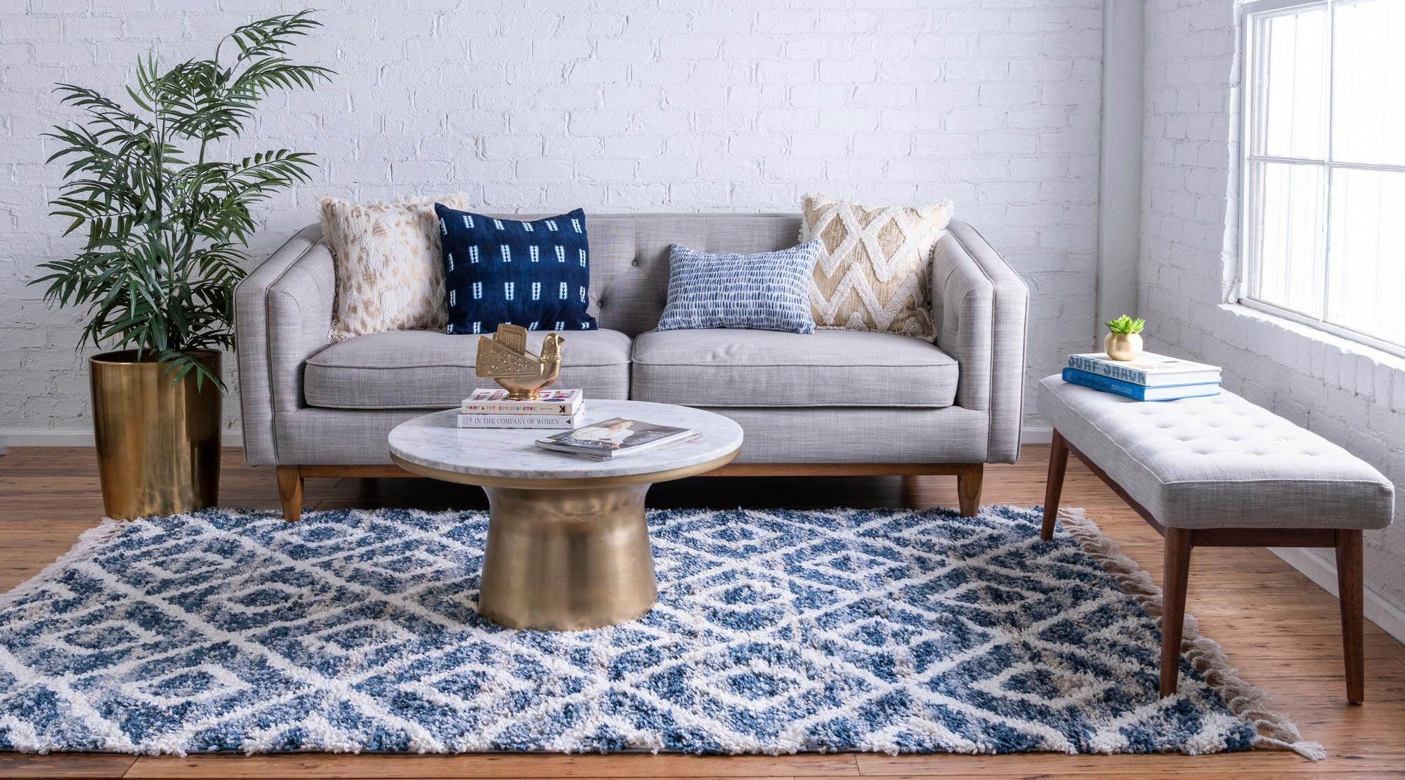 Myflair Möbel & Accessoires Hochflor-Teppich »Top Shag Lagerräumung«, rechteckig, 32 mm Höhe, gewebt, Rauten Design, melierte Optik, weich & kuschelig, mit Fransen