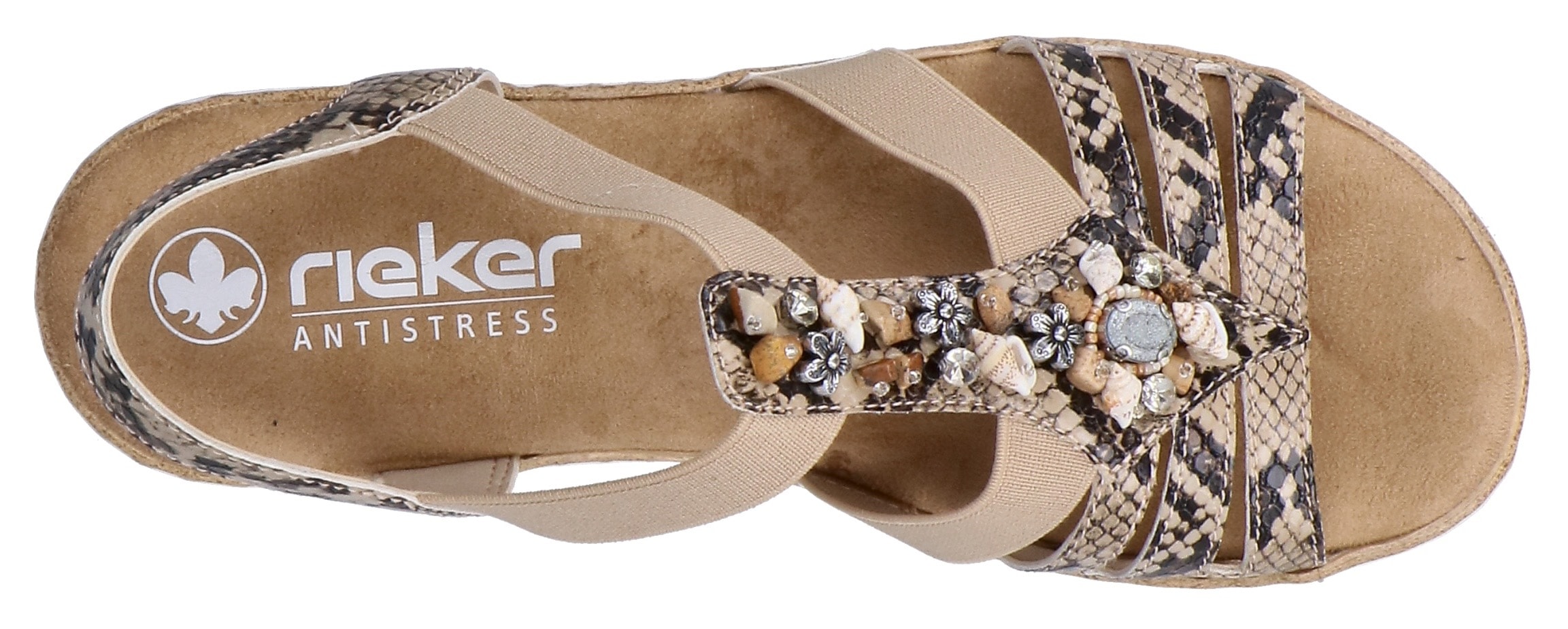 Rieker Riemchensandale  Sommerschuh, Sandalette, Keilabsatz, mit sommerlicher Verzierung