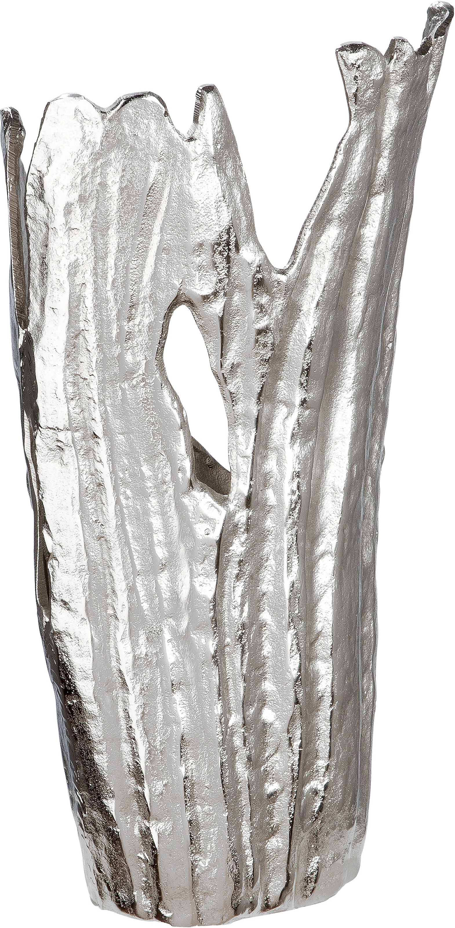 GILDE Dekovase »Vase Antik-Finish extravagante St.), Aluminium, Raten Form, silberfarbene auf Coralifero«, Struktur (1 bestellen im