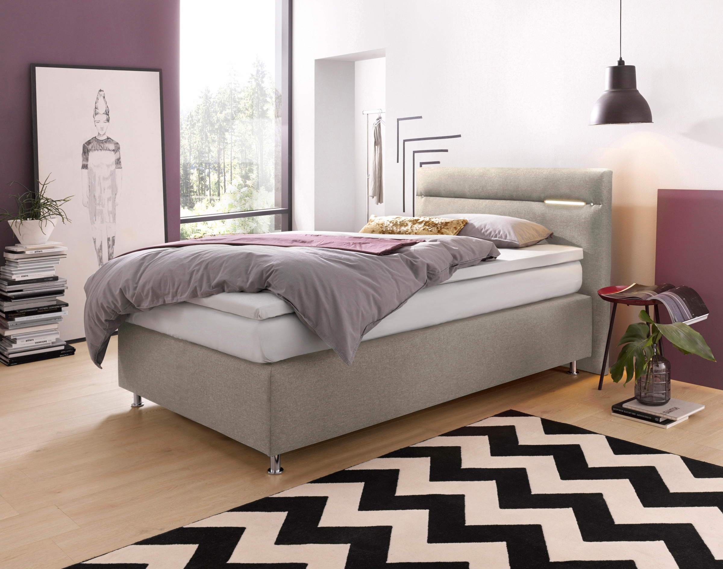 Westfalia Schlafkomfort Boxspringbett, wahlweise mit LED-Beleuchtung