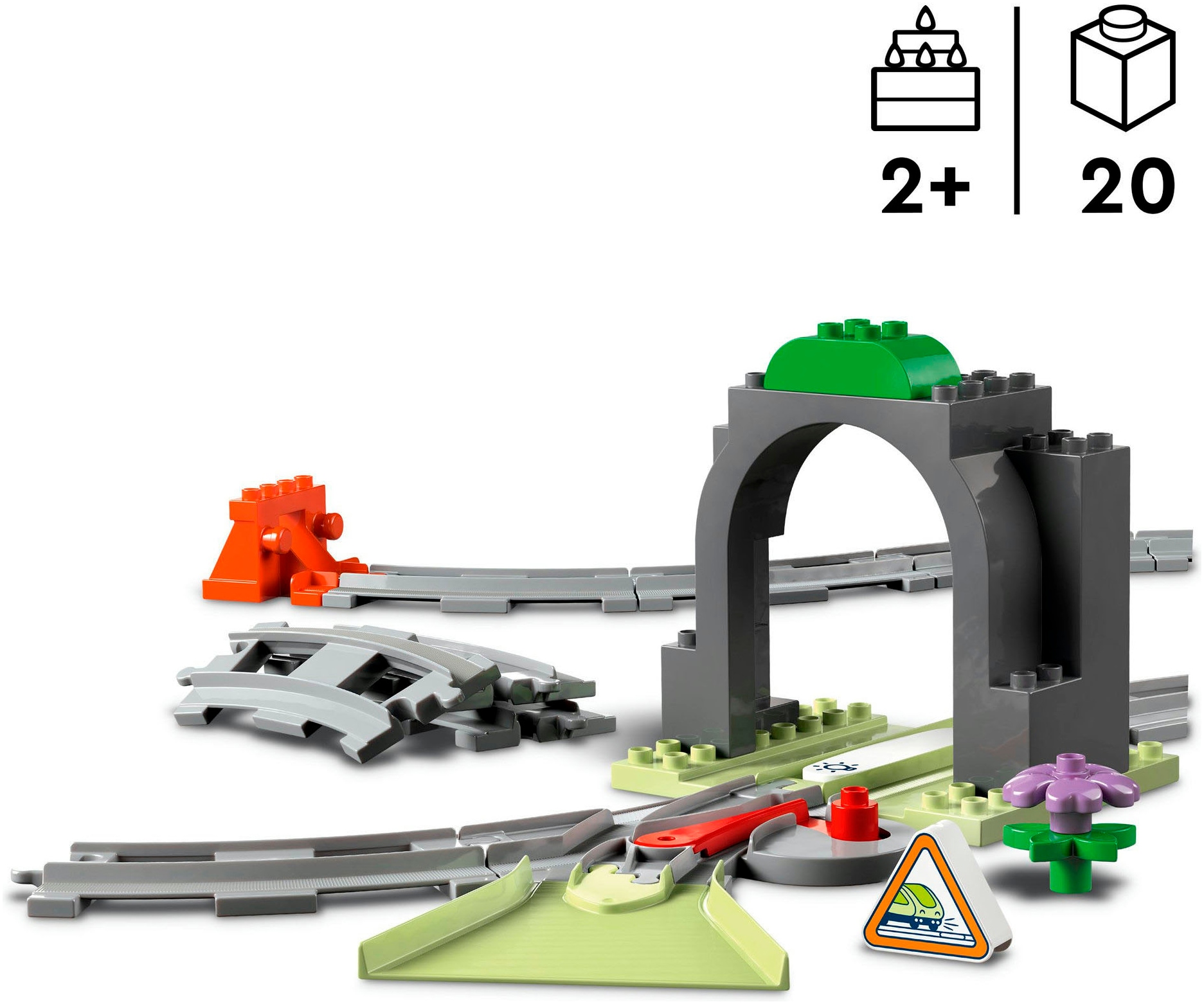 LEGO® Konstruktionsspielsteine »Eisenbahntunnel und Schienen – Erweiterungsset (10425)«, (20 St.), LEGO DUPLO Town; Made in Europe