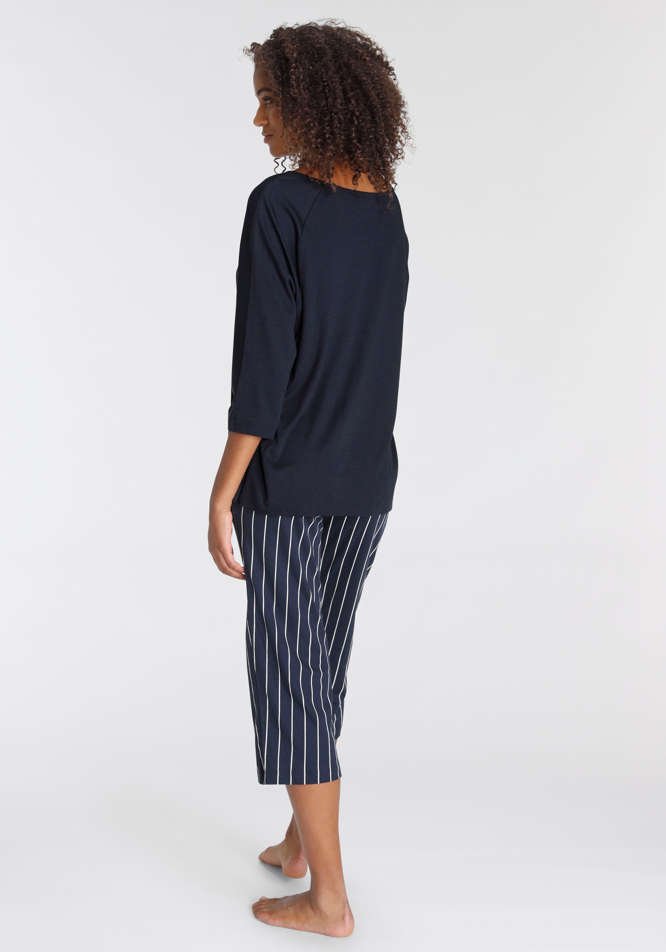 Schiesser Schlafanzug »"Modern Nightwear"«, (2 tlg.), in 3/4-Länge, seitliche Taschen