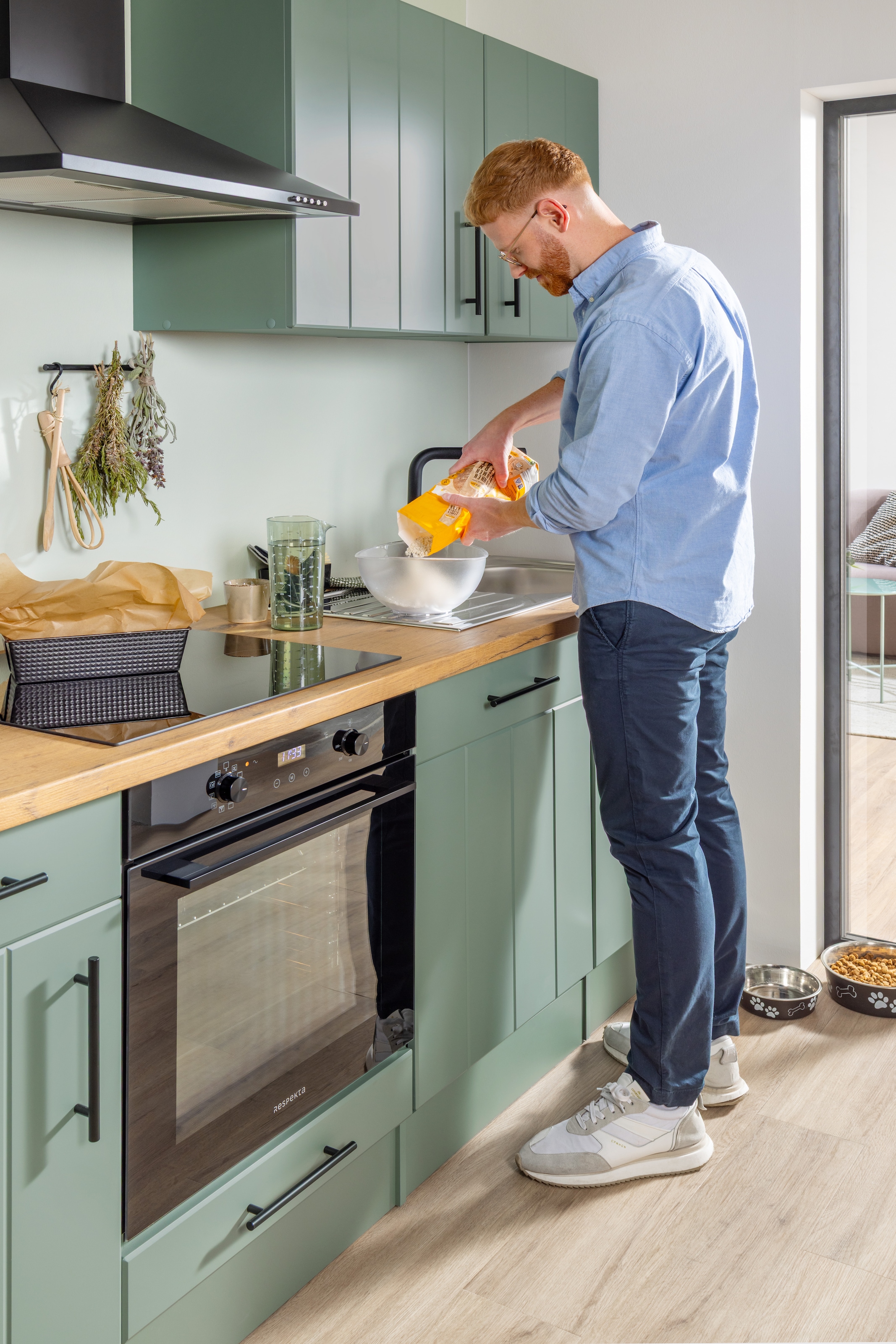 RESPEKTA Winkelküche »Anton« Breite 310 cm, 90 cm Arbeitshöhe, wahlweise mit und ohne E-Geräte