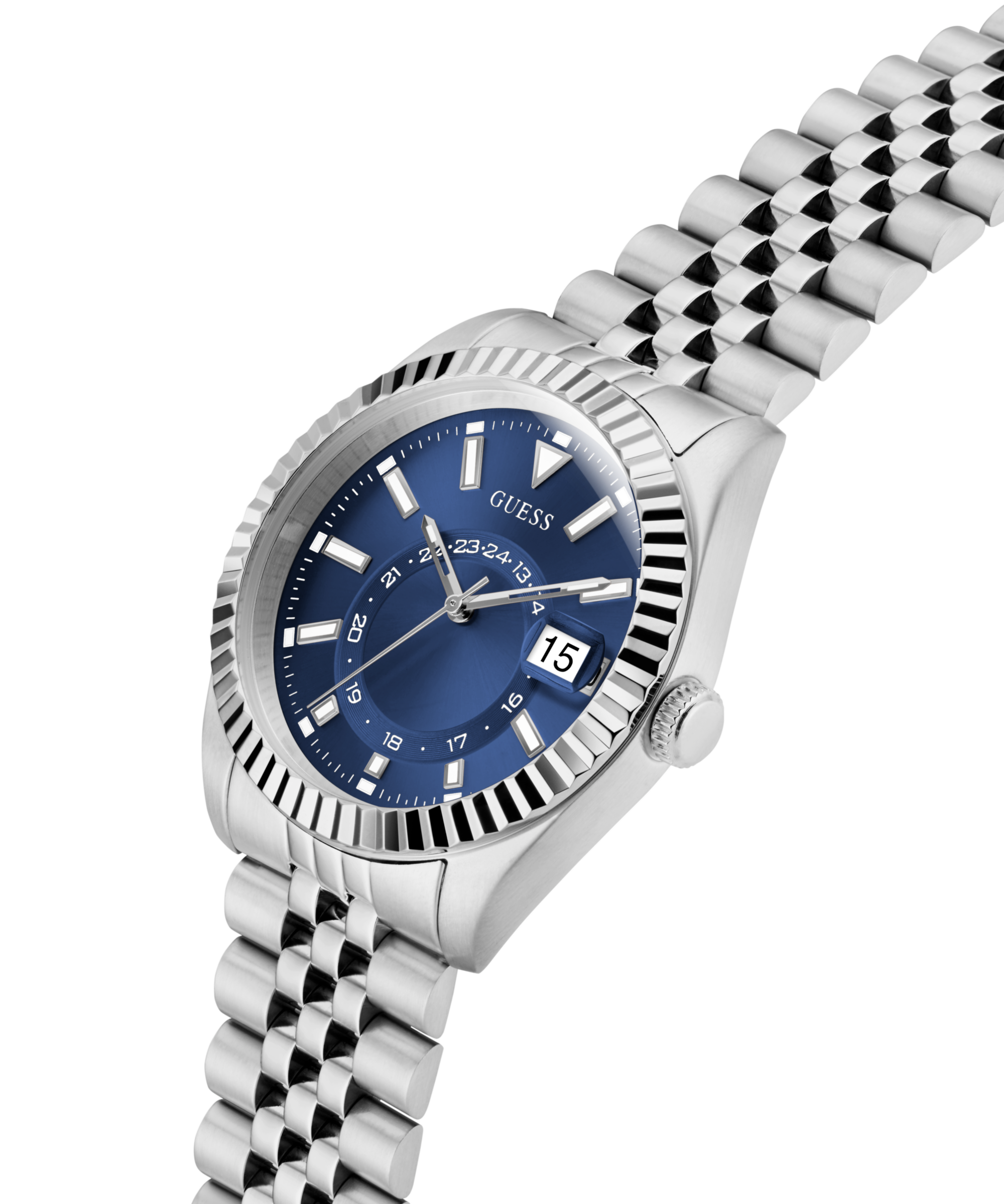 Guess Quarzuhr »JADEN« Armbanduhr, Herrenuhr, Edelstahlarmband, Datum
