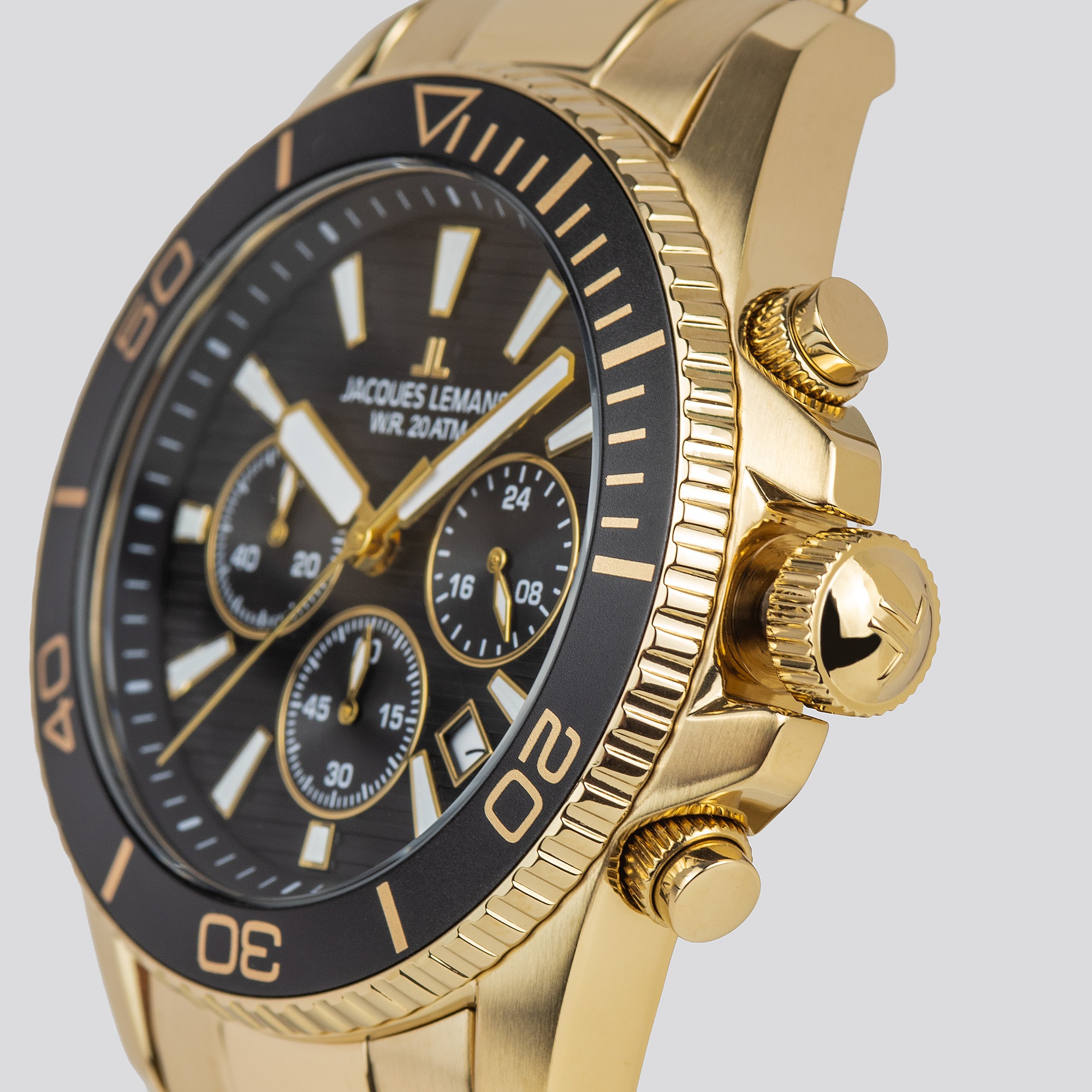 Jacques Lemans Chronograph »Liverpool Diver« Quarzuhr, Armbanduhr, Herrenuhr, Edelstahlarmband, analog, Tag