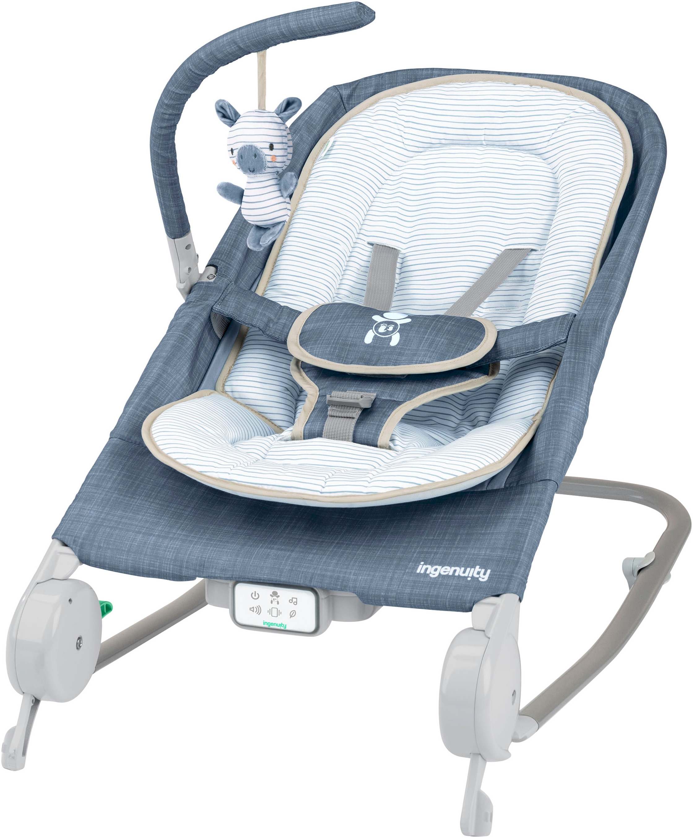 Babywippe »Happy Belly™ Rock-to-Bounce Massage Seat - Chambray«, bis 9 kg, mit...