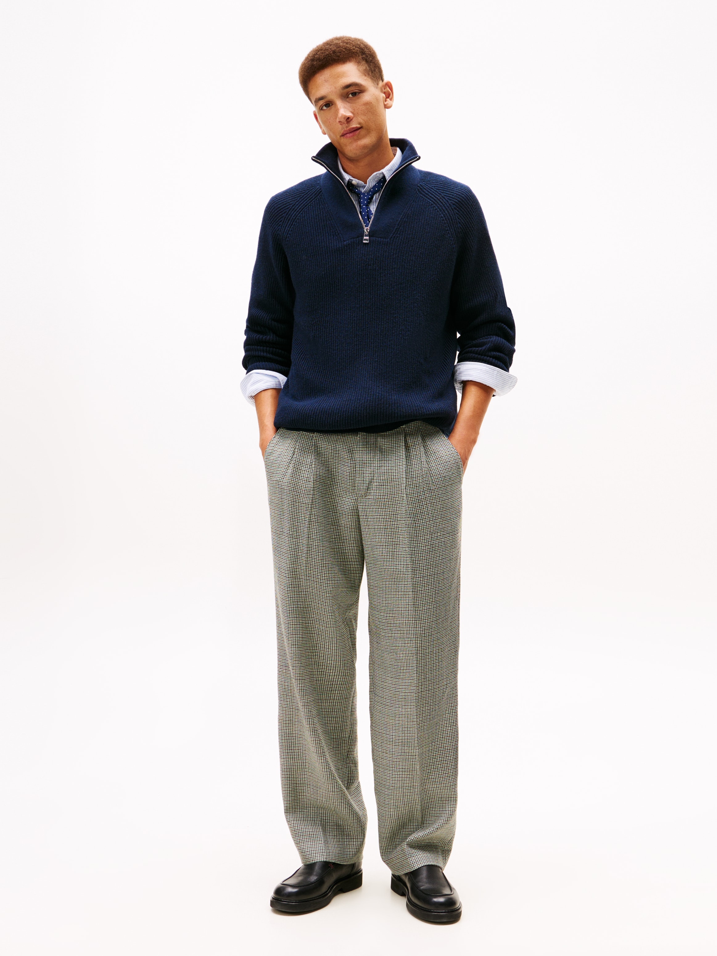 Tommy Hilfiger Troyer »FISHERMAN RIB ZIP MOCK« relaxed fit, Stehkragen mit Reißverschluss