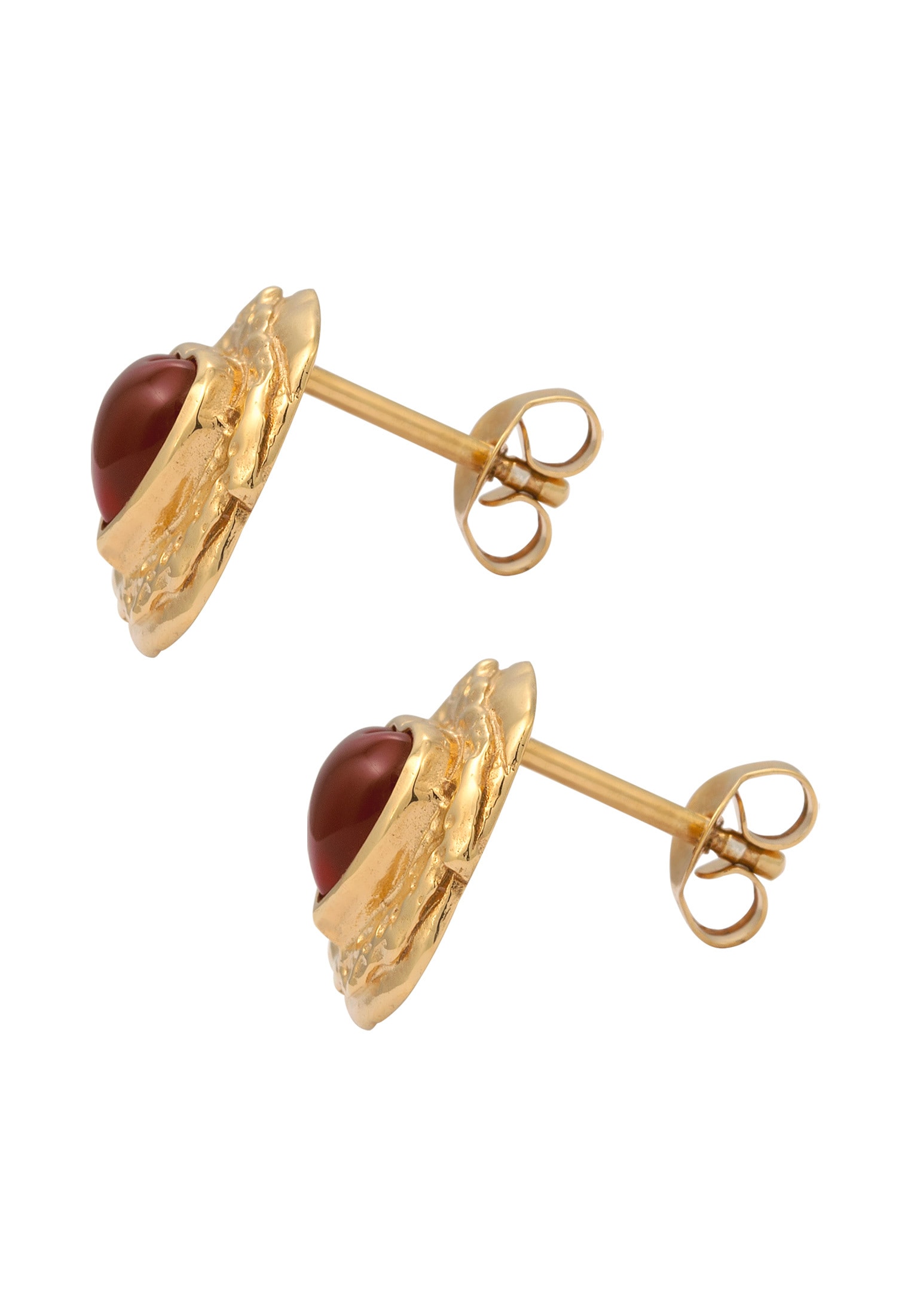 HAZE & GLORY Paar Ohrstecker »Ohrringe Ohrstecker Herz Onyx Rot 925 Sterling Silber vergoldet - Head Over Heels«