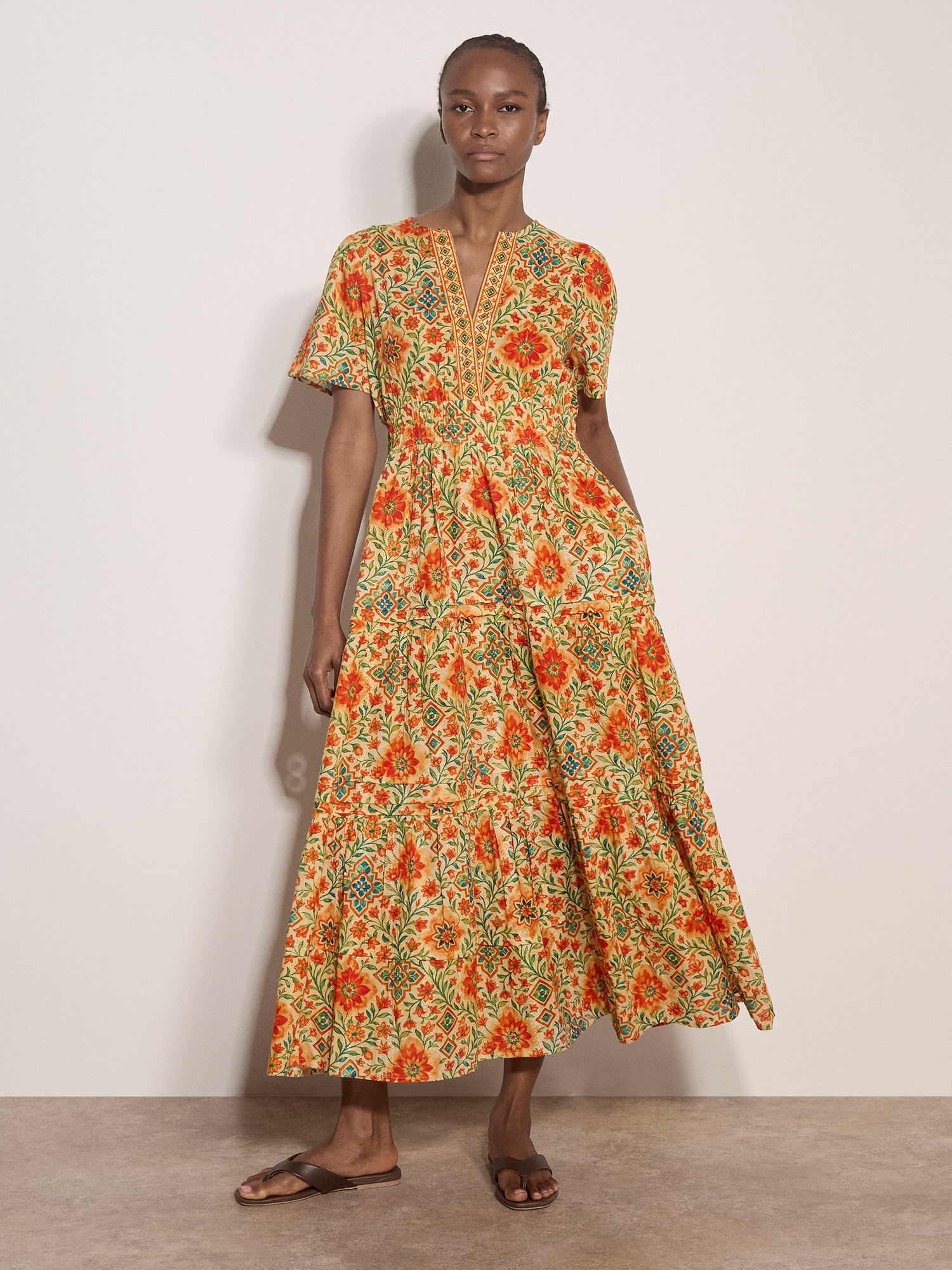 Apricot Druckkleid »Blumenkleid« mit Volant