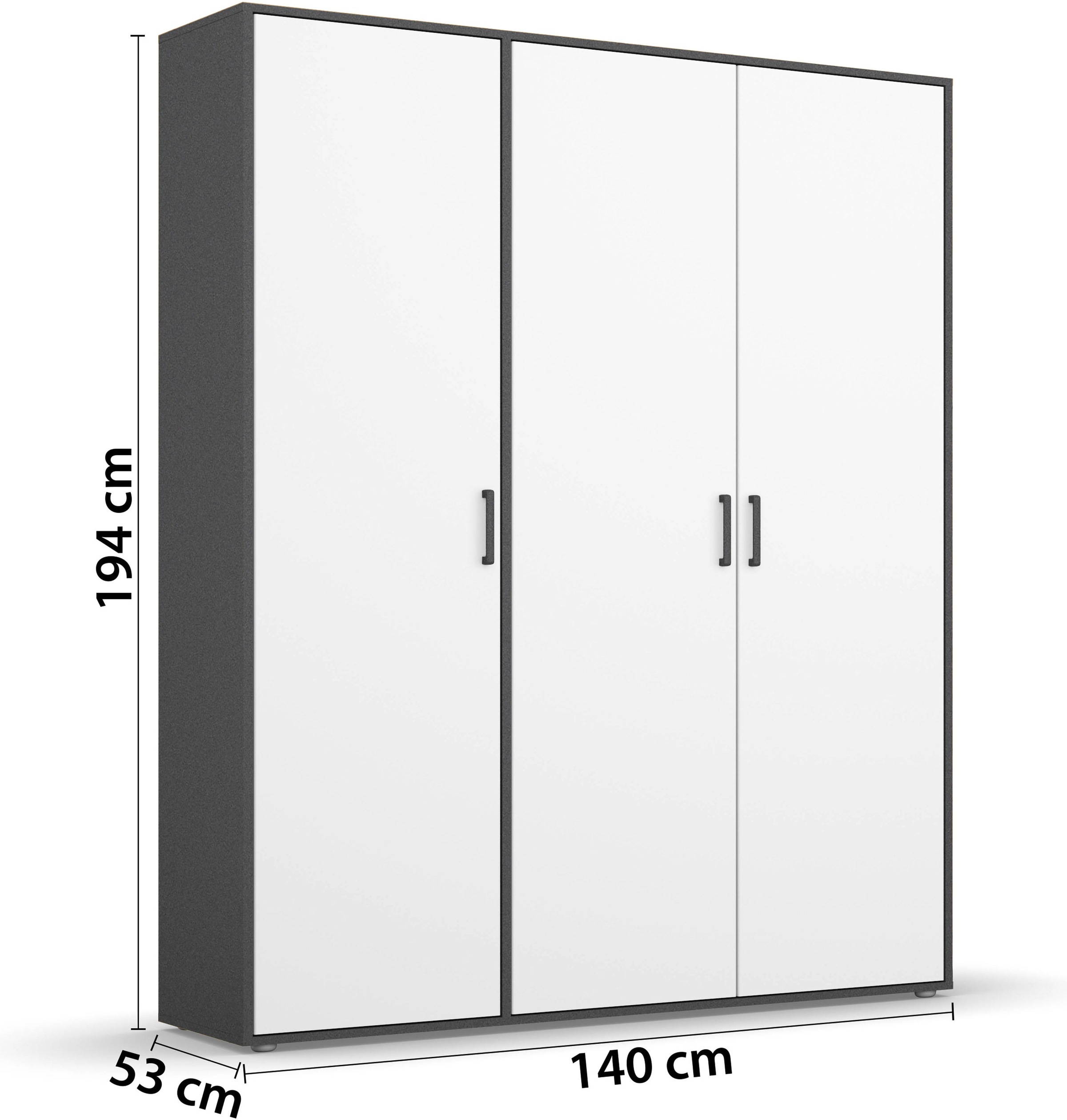 rauch Kleiderschrank, (in 3 verschiedenen Ausstattungen BASIC/CLASSIC/PREMIUM), Schrank mit modernen Griffen in viel Stauraum MADE IN GERMANY