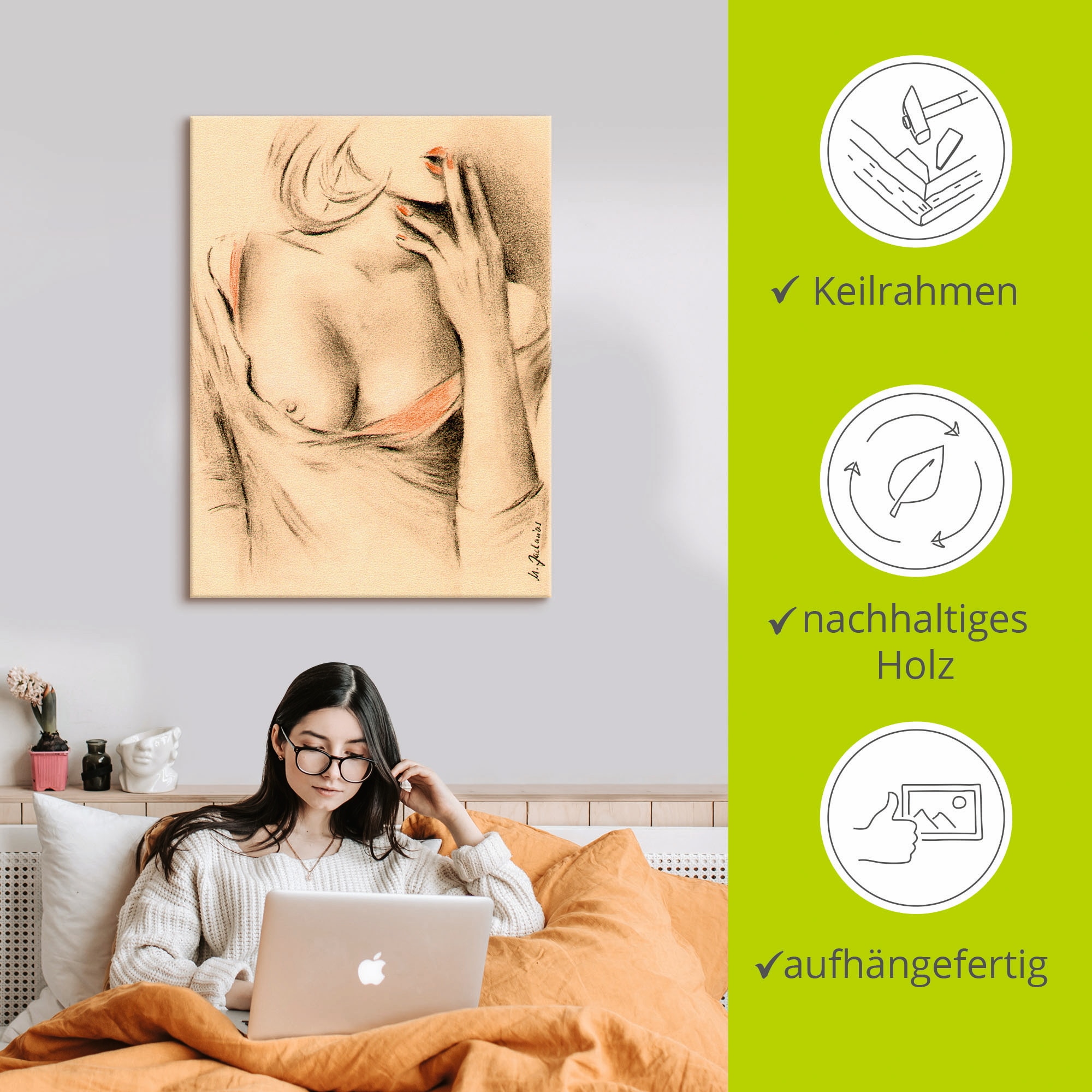 Artland Leinwandbild »Aphrodite der Moderne« Frau 1 Stk. tlg. auf Holzrahmen gespannt
