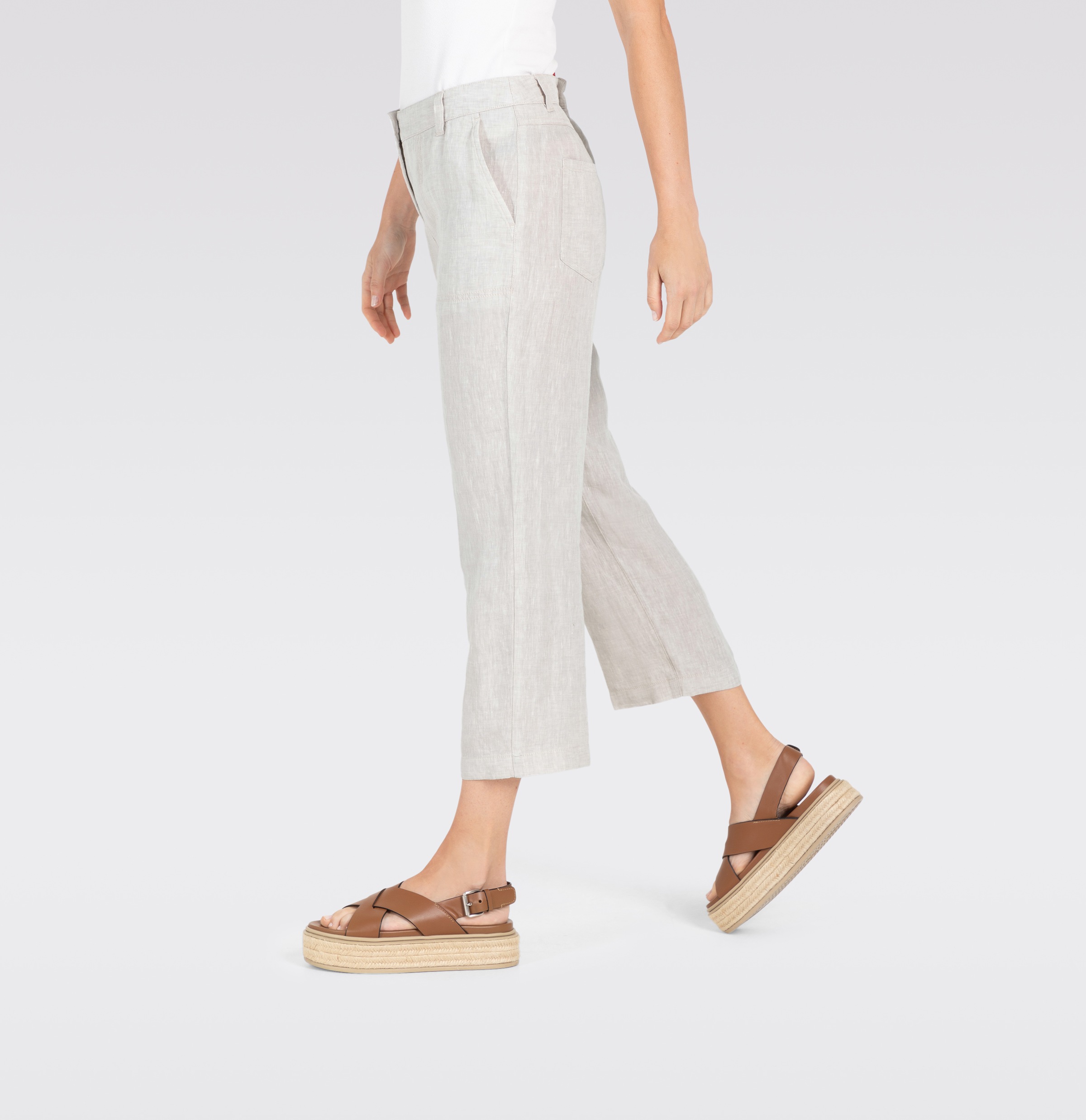 MAC Leinenhose »NORA cropped«, temperaturausgleichend und angenehm auf der Haut