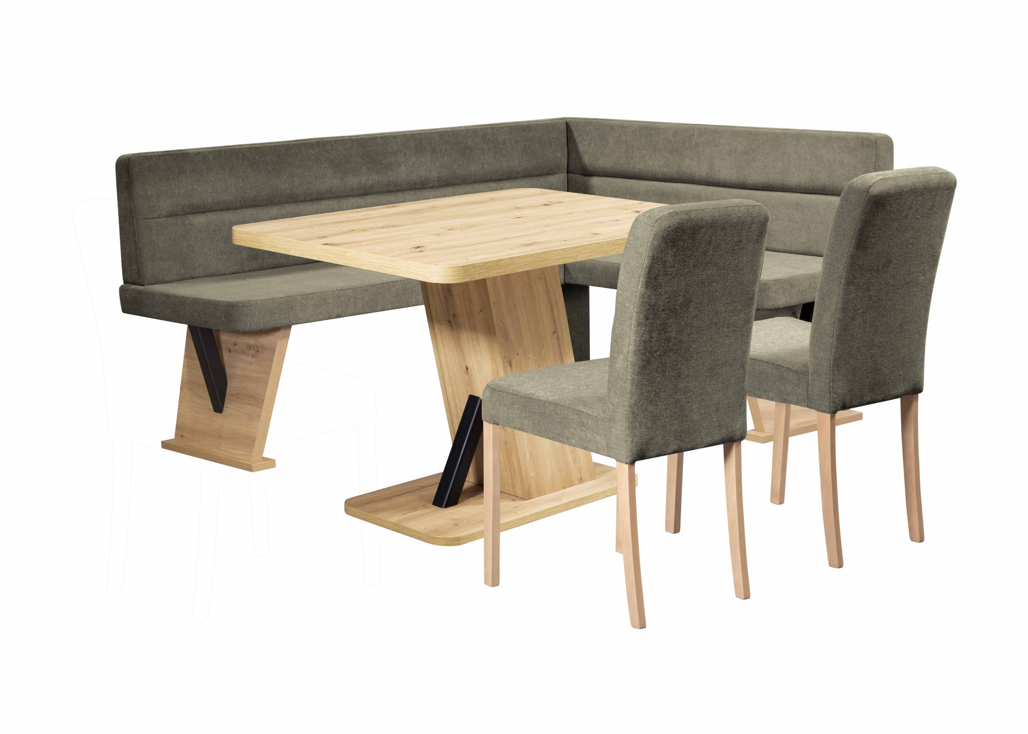 Home affaire Eckbankgruppe »Laros Sitzgruppe, Eckbank, Stühle, Tisch«, (Set, 4tlg Set), perfekt für Küche, Esszimmer, Wohnzimmer, Bestseller