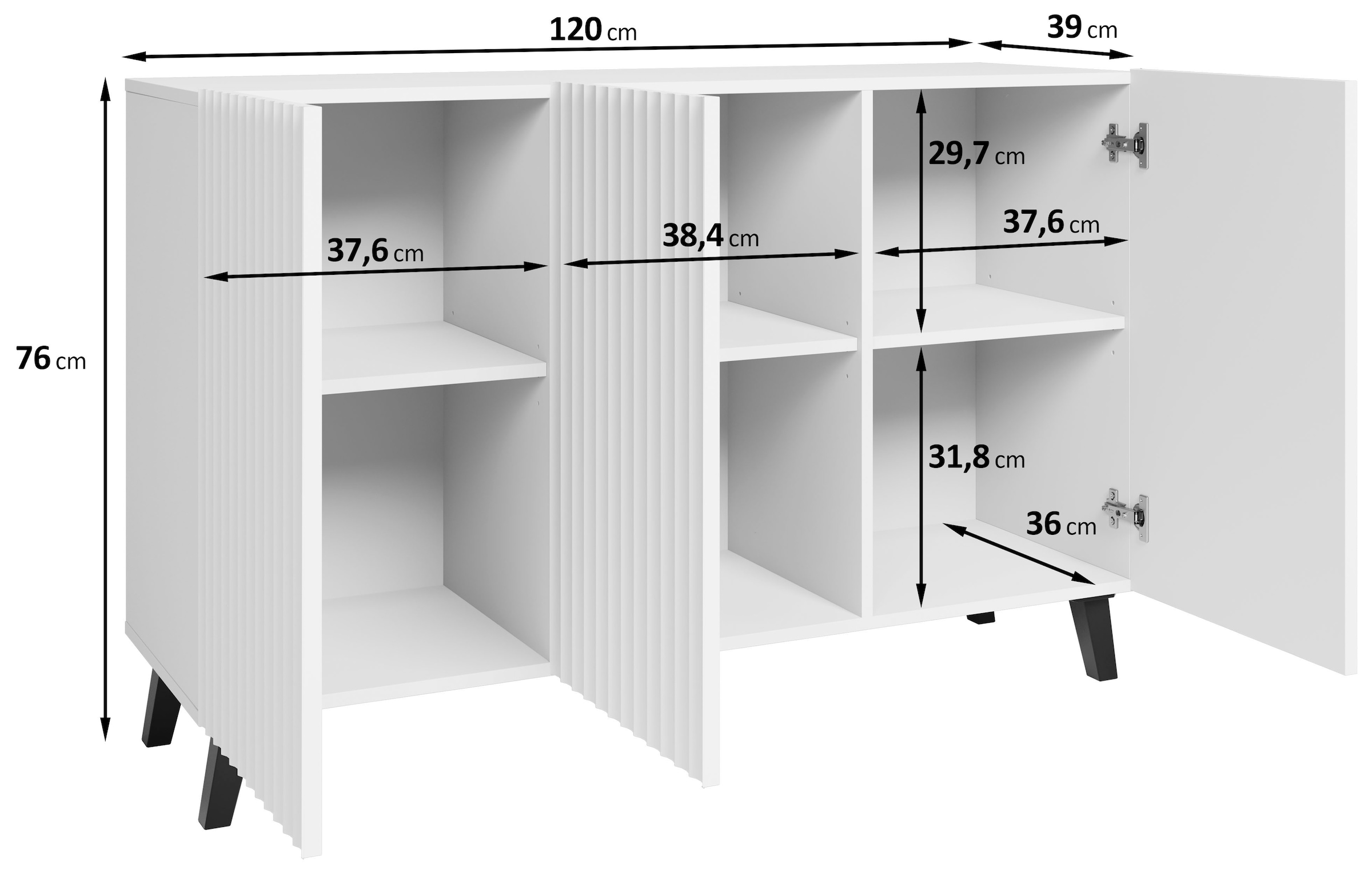 Home affaire Sideboard »Phuket, Front MDF« Modernes Sideboard mit 6 Fächern, Breite 120 cm