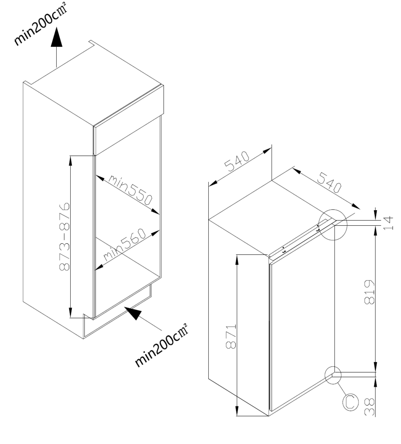 Amica Einbaukühlschrank »EKS 16171/1 / BM132.3i(E)«, Inverter Kompressor