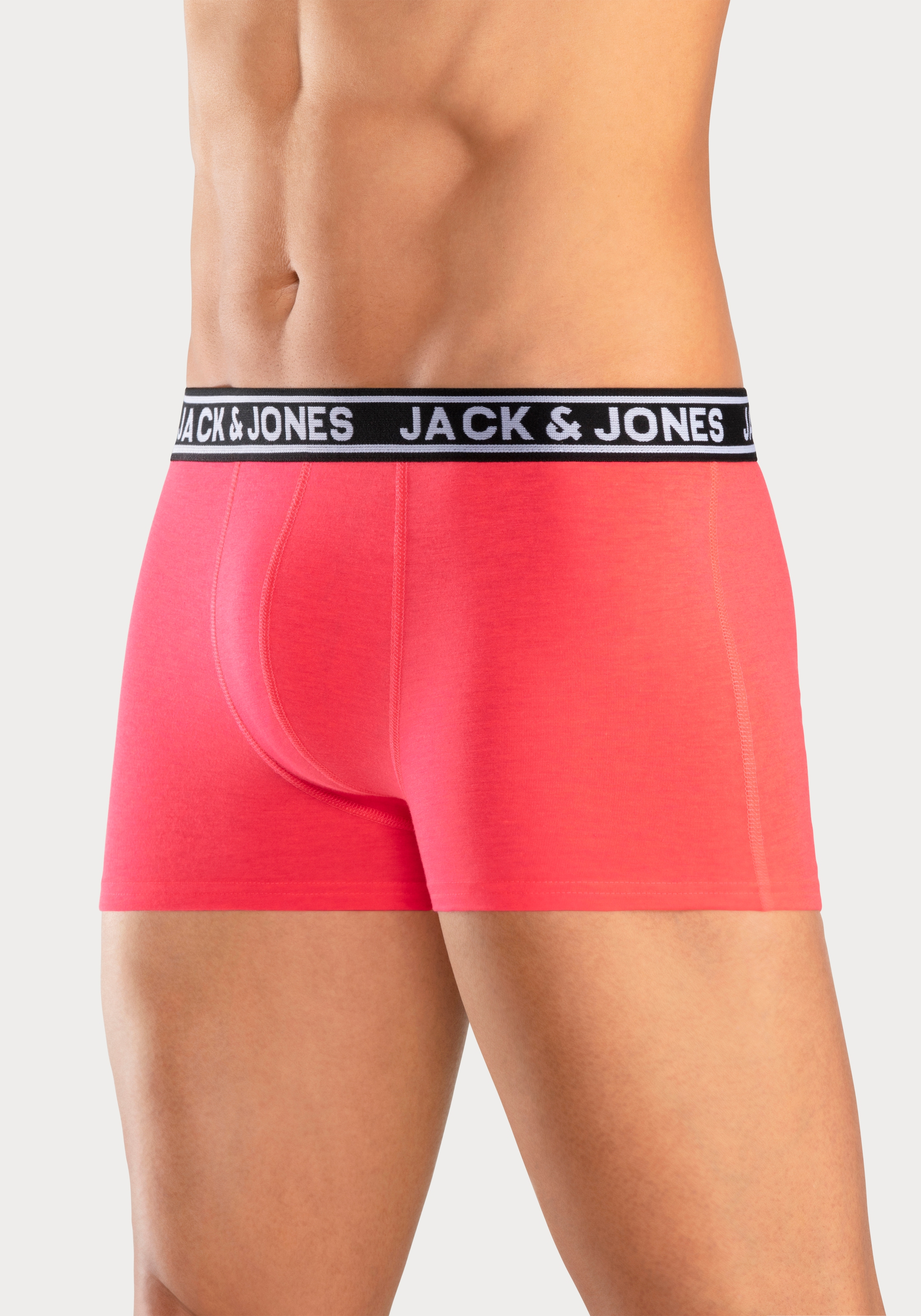 Jack & Jones Trunk »JACCRISP im 6er Pack mit Logobund und Stretchkomfort«, (Packung, 6 St.), unifarben mit Farbeinsatz, modisch, eng anliegend, Baumwollmischung