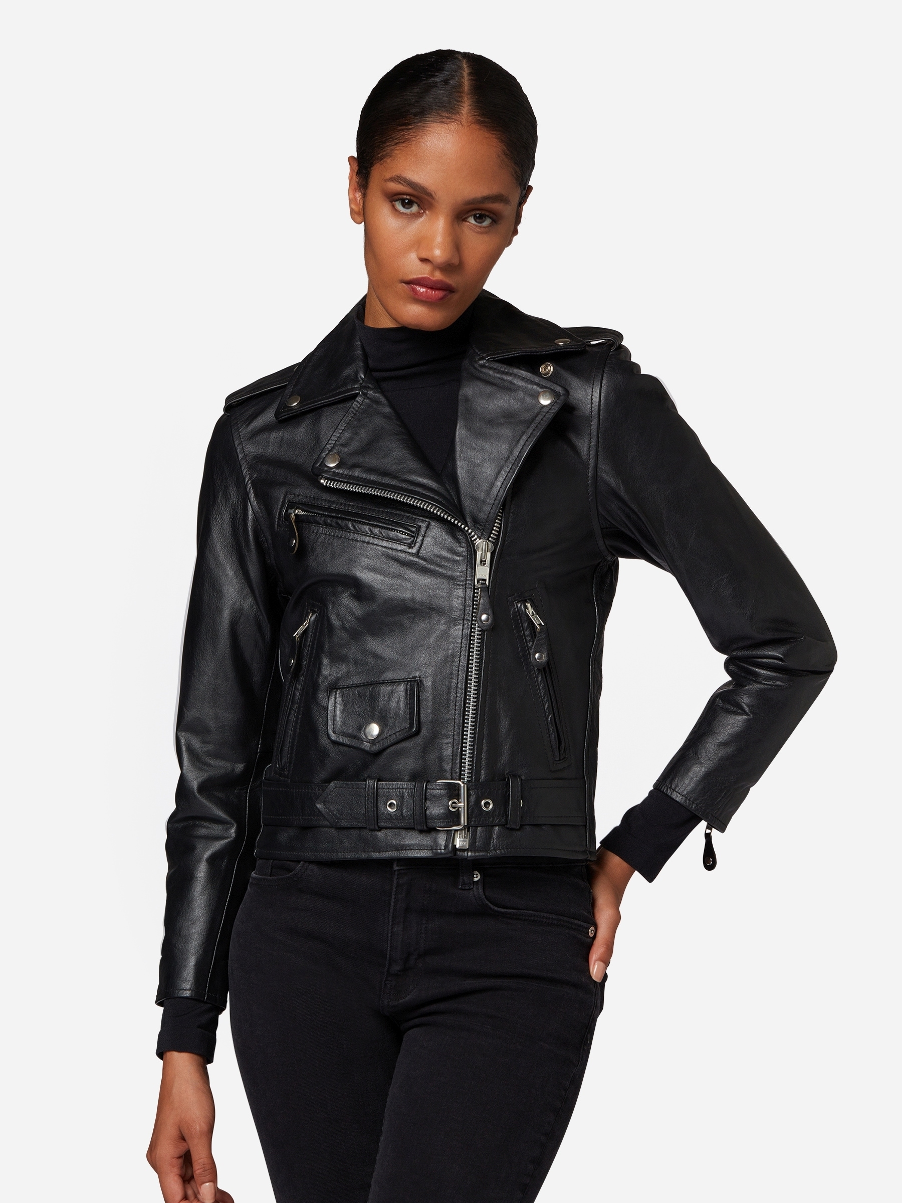 RICANO Bikerjacke »Lederjacke Brando Girls« ohne Kapuze Handgefertigt aus echtem Leder