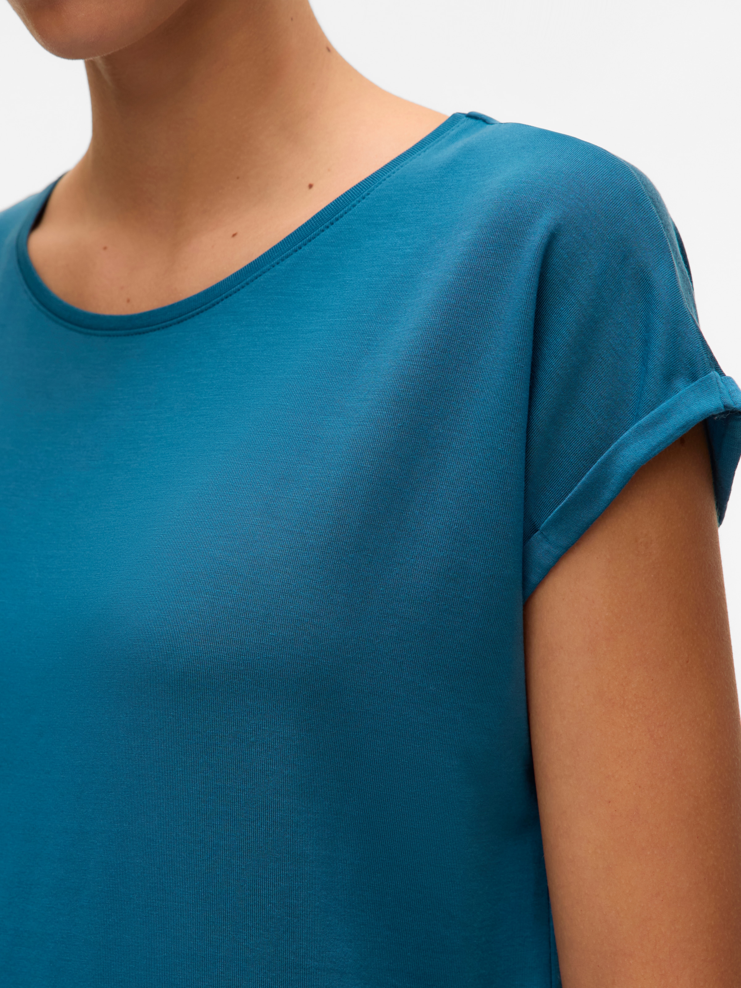 Vero Moda T-Shirt »VMAVA PLAIN SS TOP JRS NOOS« Materialmix, regular fit