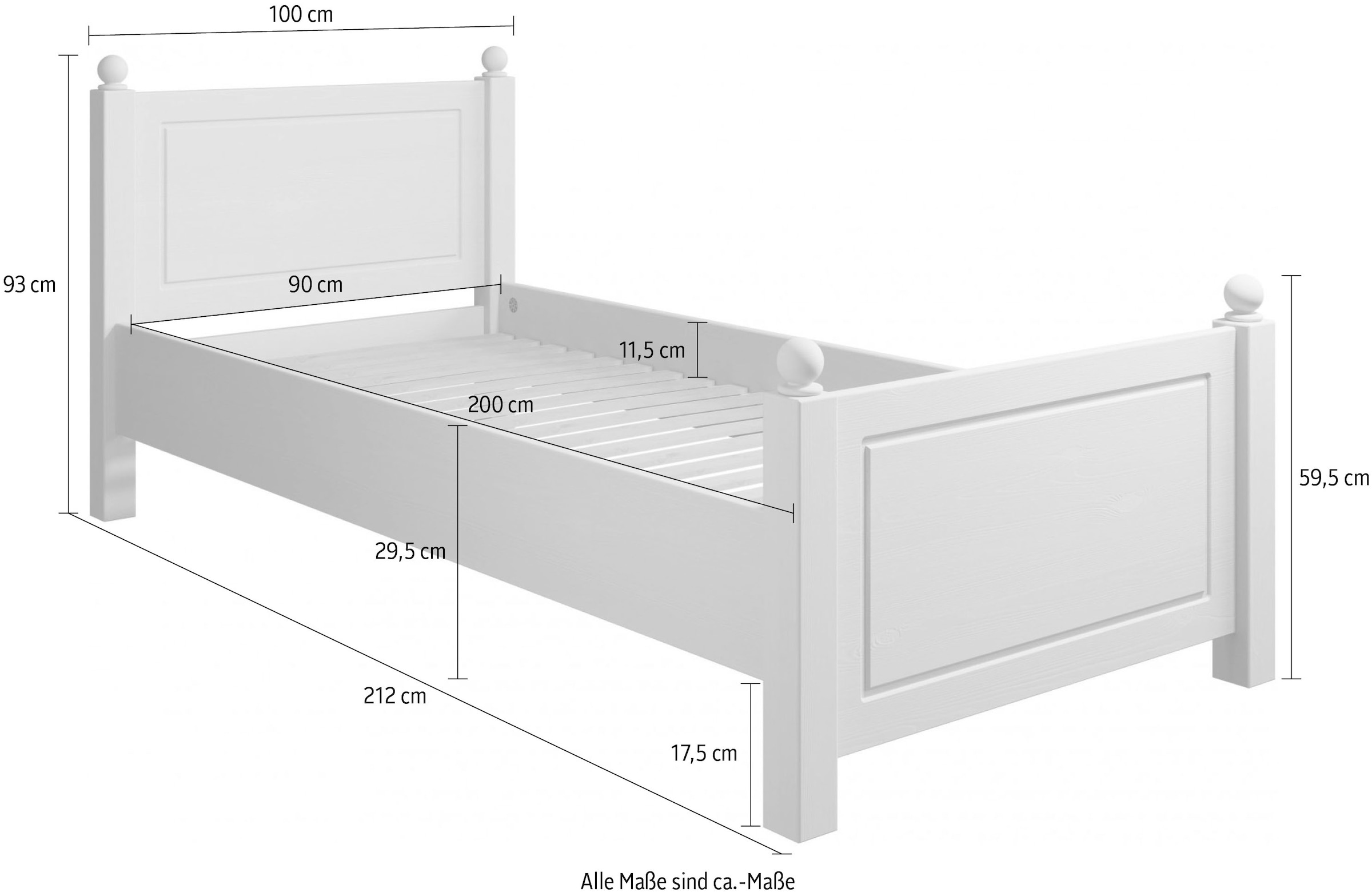 Home affaire Massivholzbett »Mila, hohe Belastbarkeit Jugendbett,! FSC® zertifiziertes Massivholz«, (Breite/Belastbarkeit 180cm/220 KG, 140cm/180 KG, 90cm/=120 KG), aus massiver Kiefer, inklusive Lattenrost