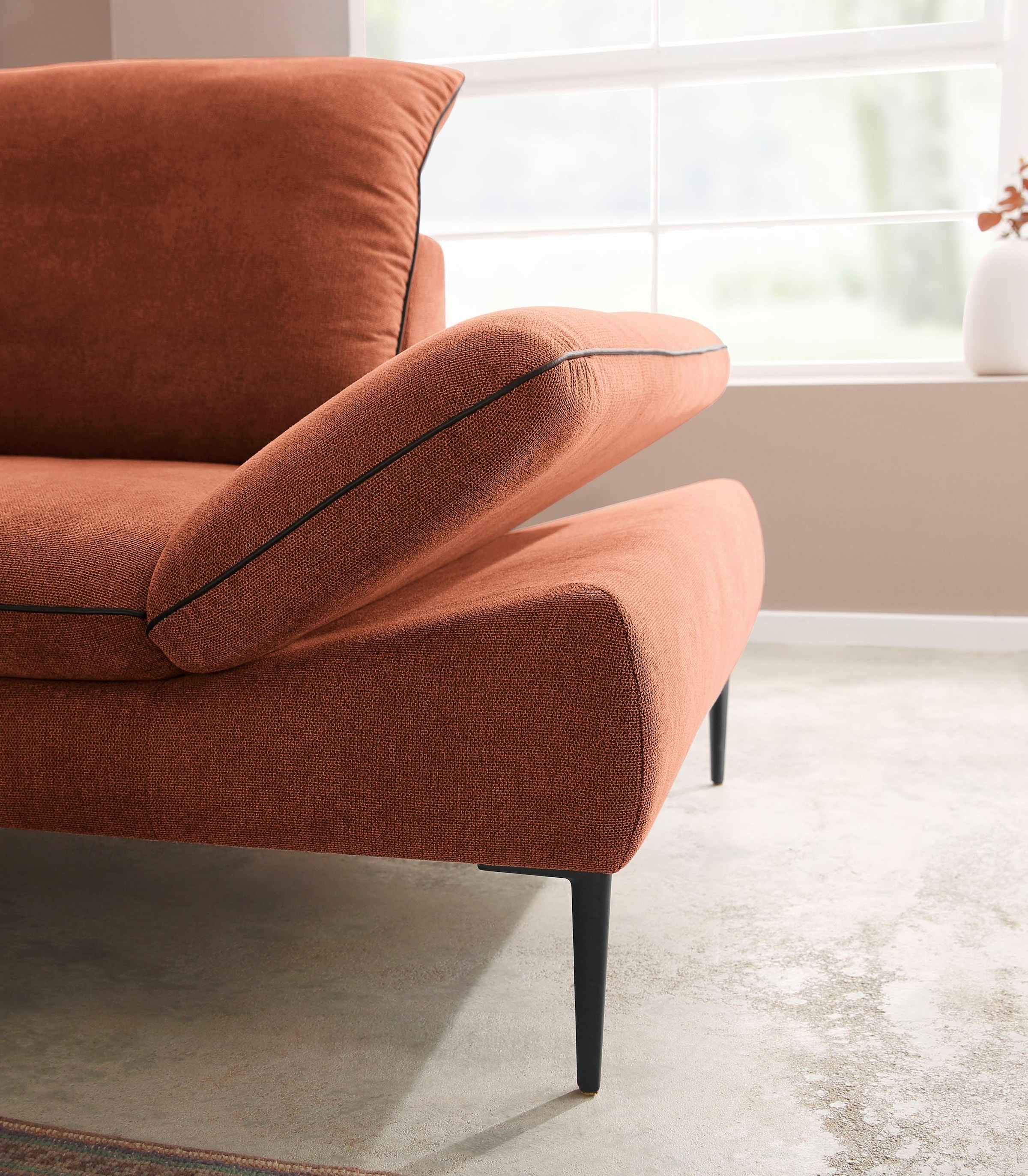 W.SCHILLIG Ecksofa »enjoy&MORE«, in Living coral, Füße schwarz pulverbeschichtet, Breite 294 cm