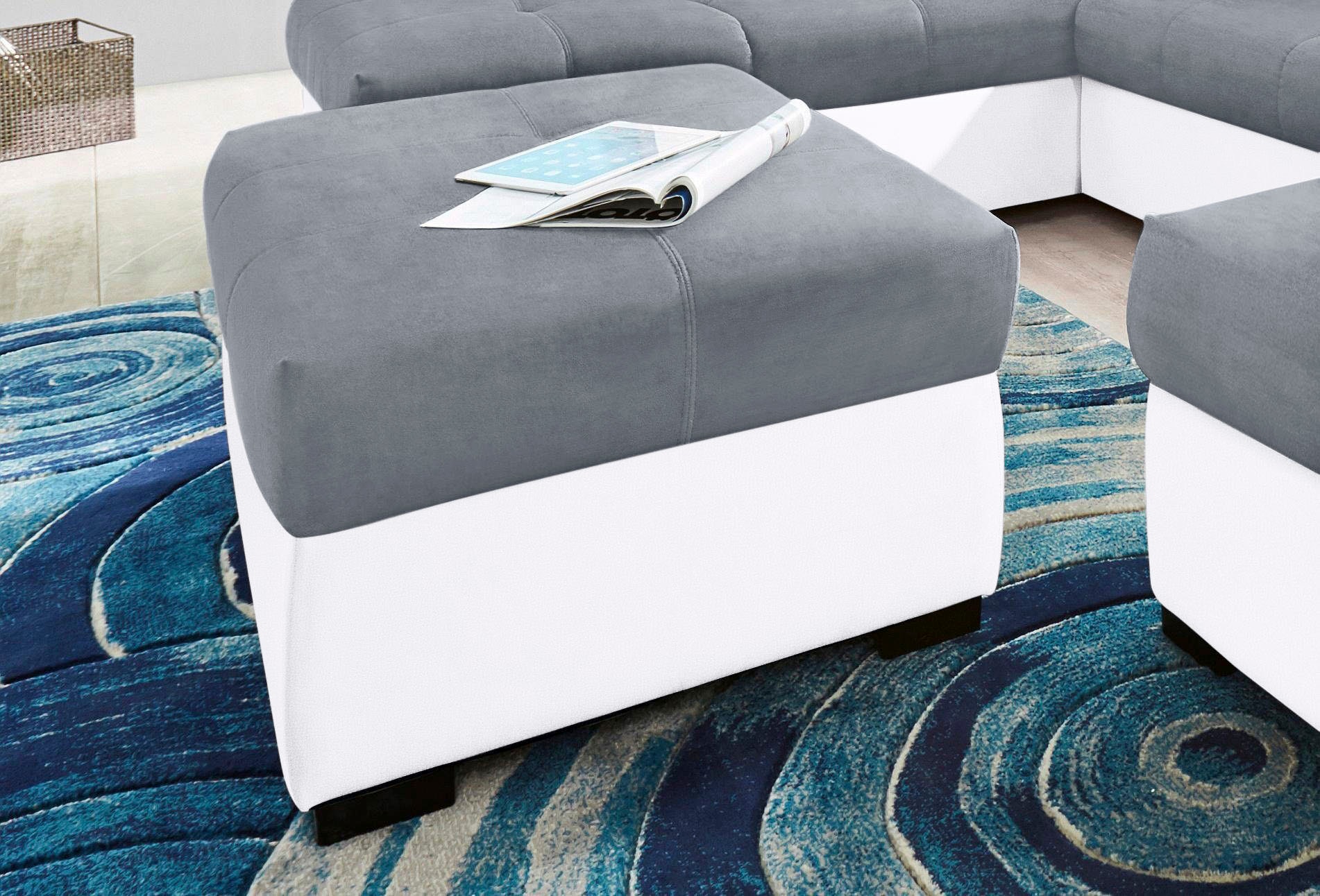 COTTA Polstergarnitur »Speedway L-Form«, (Set), Set bestehend aus: Ecksofa mit Kopfteilverstellung & Hocker