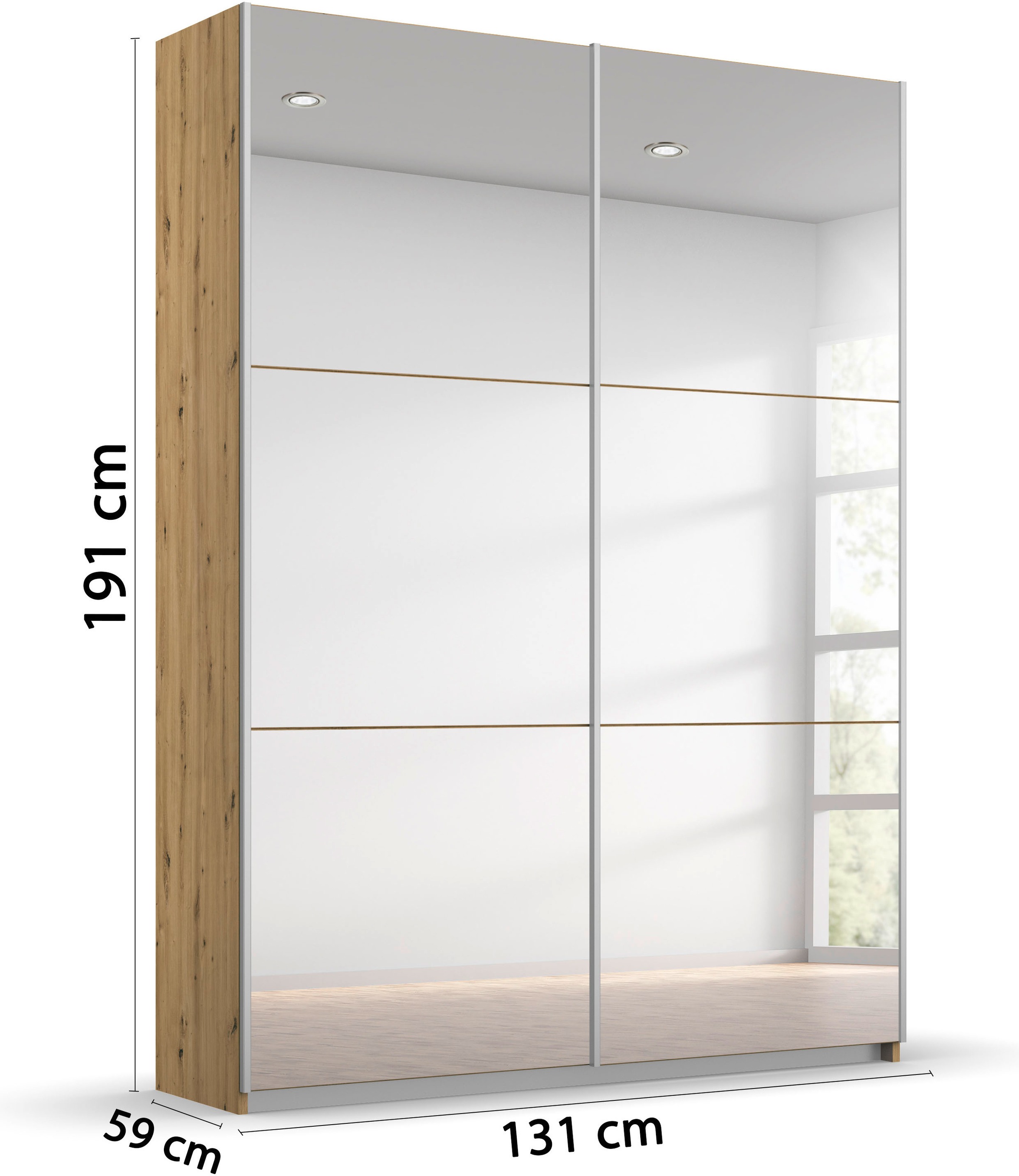 rauch Schwebetürenschrank »Kleiderschrank Schrank Garderobe REFLECT«, inkl. praktischer Innenausstattung mit viel Stauraum MADE IN GERMANY