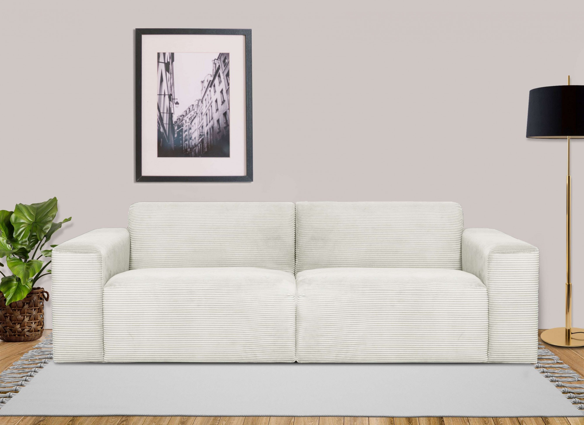 INOSIGN 3-Sitzer »Koa, 228 cm, Modulsofa in Webstoff, Cord, Struktur«, Designsofa, weicher Lounge-Sitzkomfort, Welleunterfederung, bodentief