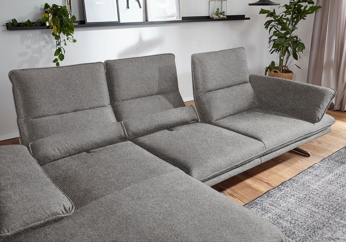 W.SCHILLIG Ecksofa »broadway, Designsofa mit tollem Sitzkomfort, L-Form«, Sitztiefenverstellung, Kopfteil- & Seitenteilverstellung, Breite 291cm