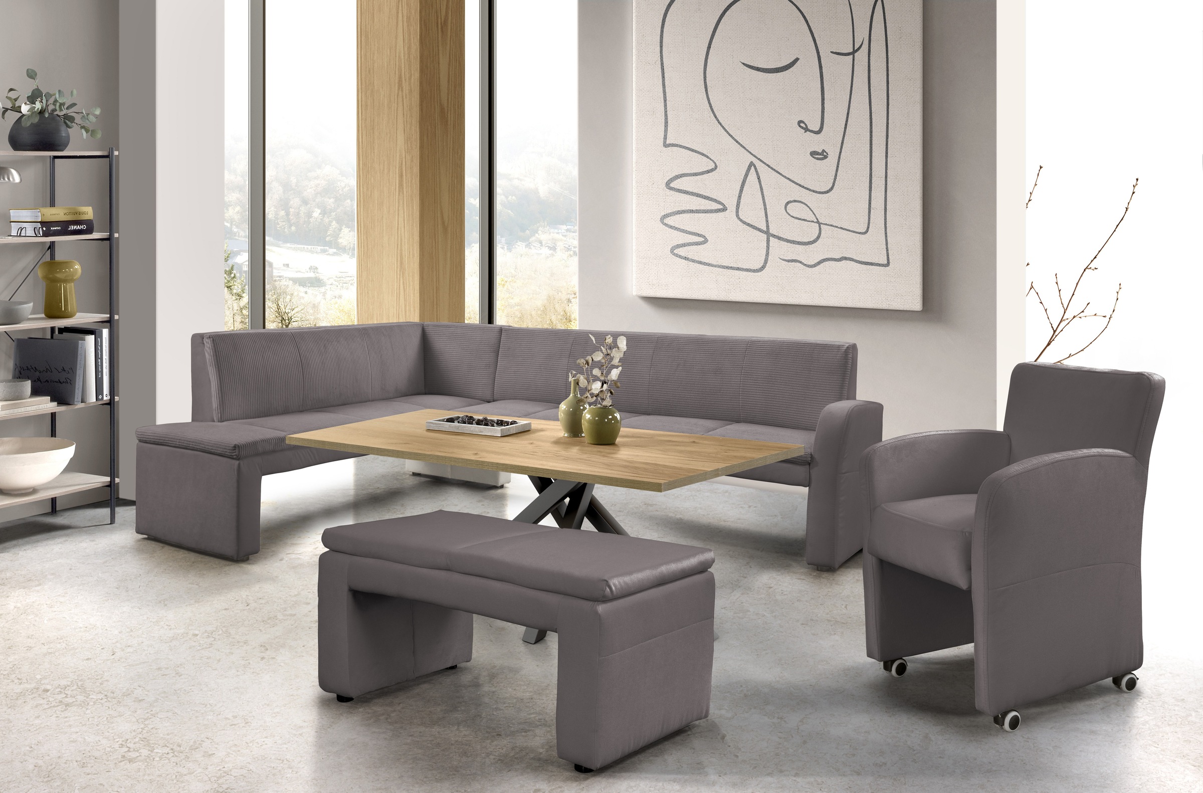 exxpo - sofa fashion Eckbank »Cortado, elegant und modern mit hohem Sitzkomfort« hohe Bodenfreiheit, schöne Detailverarbeitung, wahlweise Lederbezug