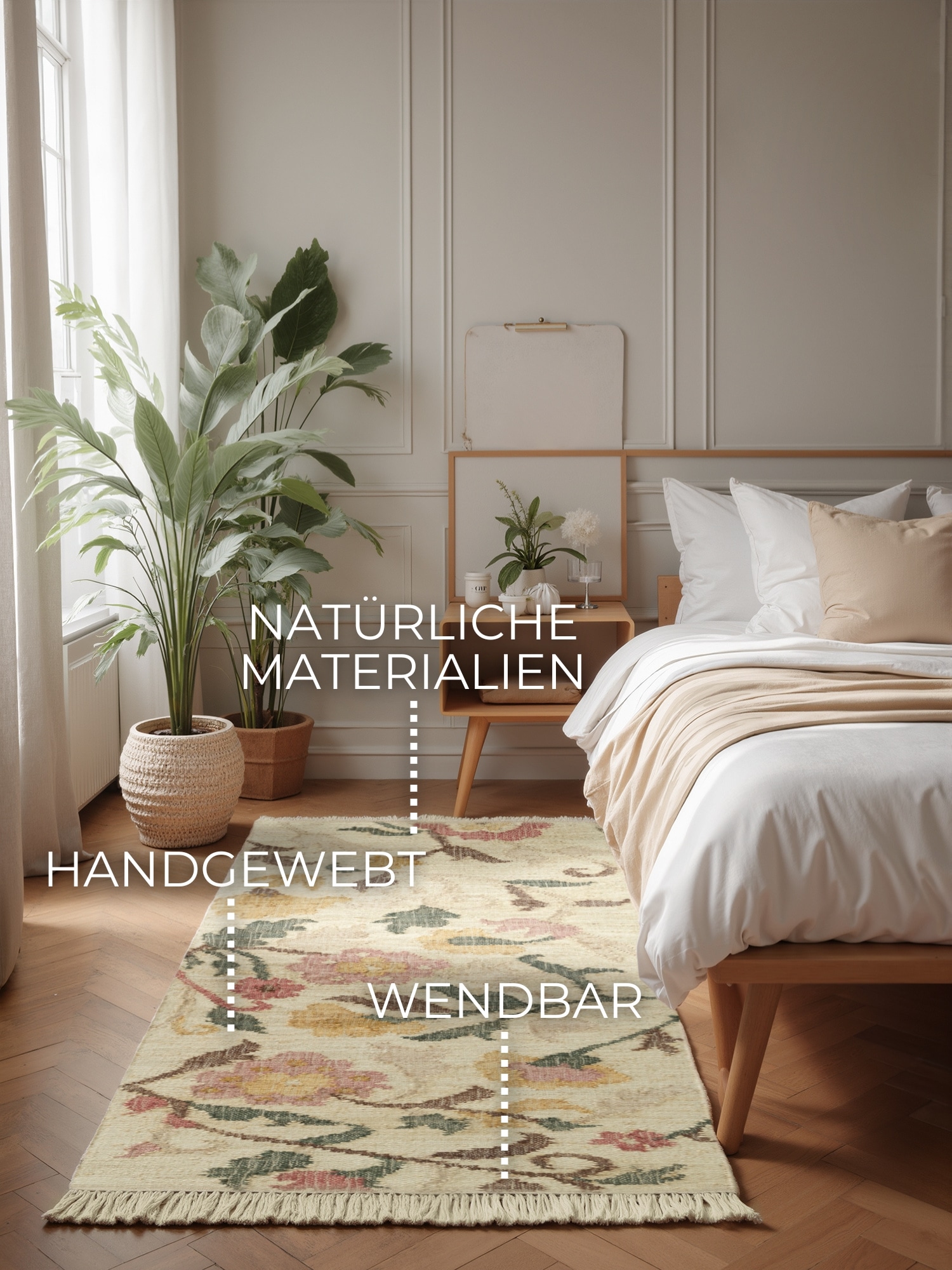 ELLE DECORATION Teppich »Kelim Violette« rechteckig 3 mm Höhe Jute, Baumwolle, Natur, Handgewebt, Kelim, orientalisch, Boho