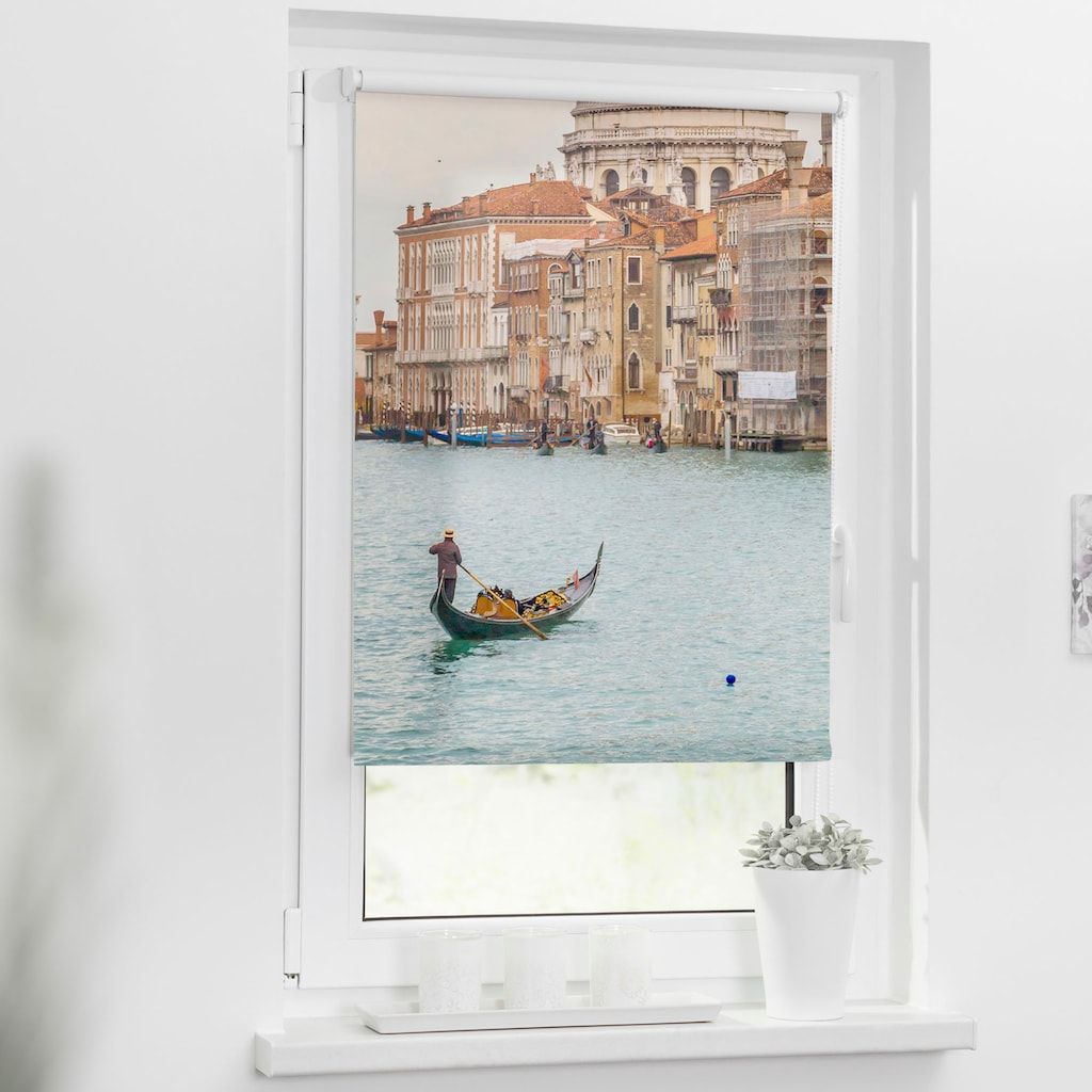 LICHTBLICK ORIGINAL Seitenzugrollo »Klemmfix Motiv Venedig Canal Grande«, Lichtschutz, ohne Bohren, freihängend