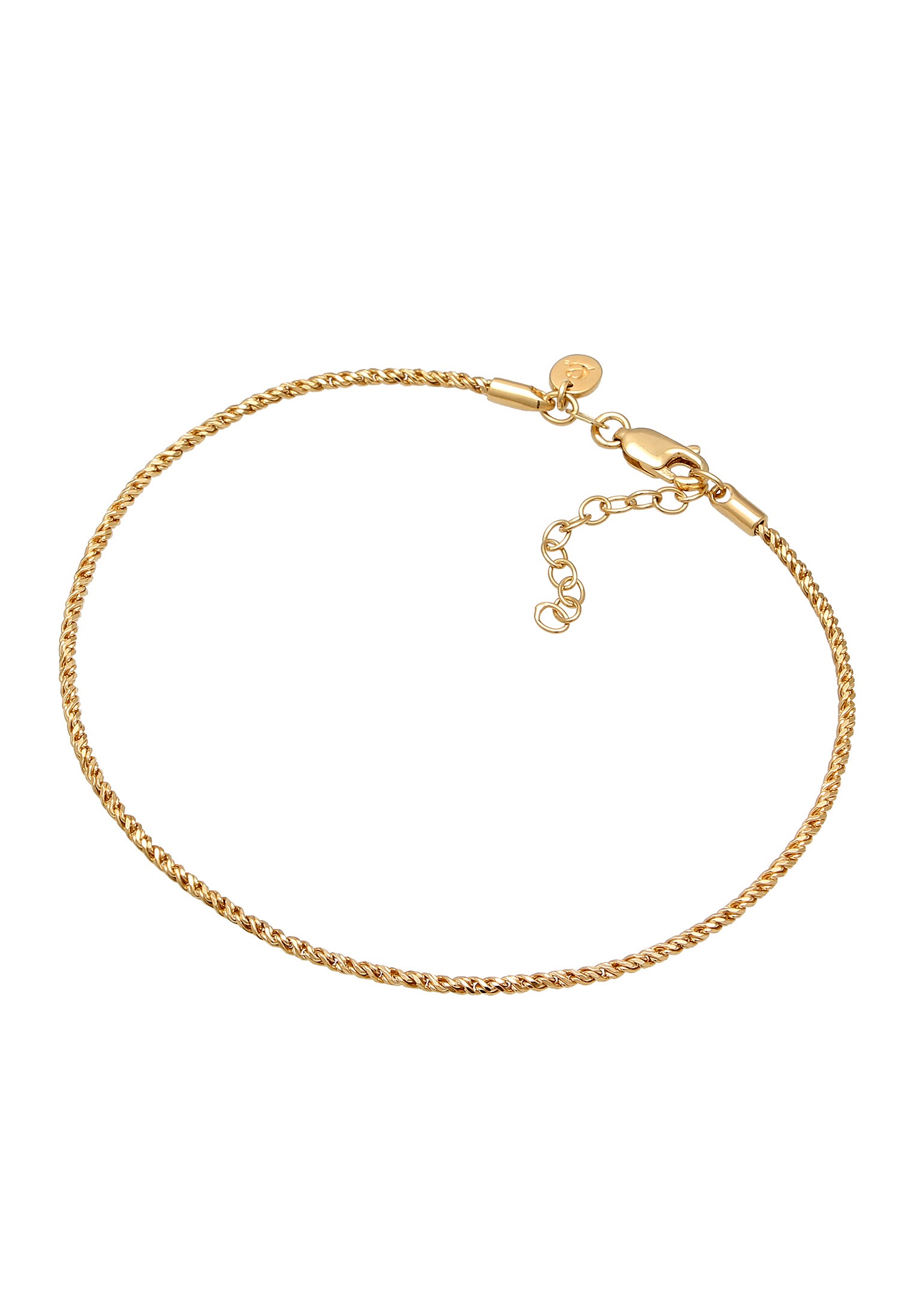 Elli Premium Fußkette »Fußschmuck Kordelkette 925 Sterling Silber vergoldet«
