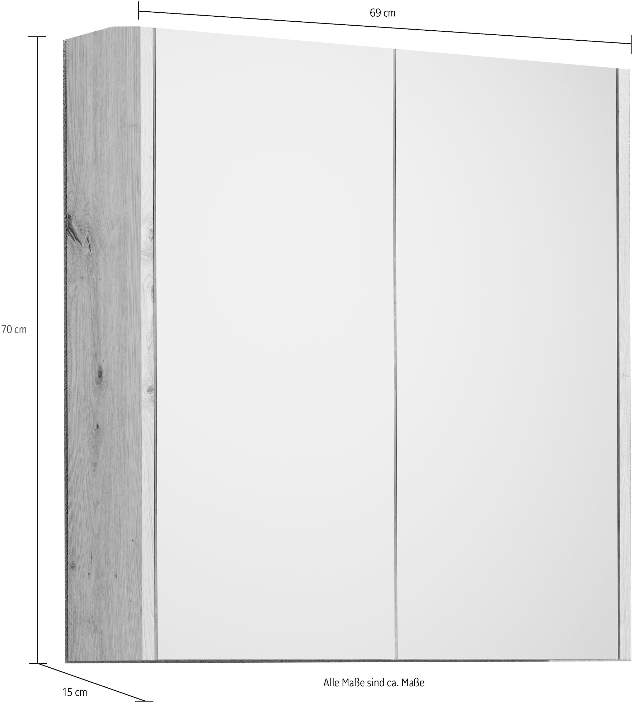 trendteam Spiegelschrank »Touch«, (1 St.), weiß Jahren XXL Breite mit Holzoptik Garantie Türen, 3 matt, 2 / 2 cm, 69 online kaufen braune | Einlegeböden