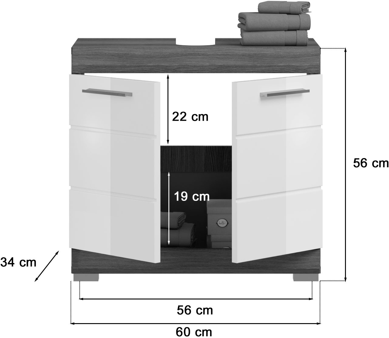 INOSIGN Badmöbel-Set »Siena, 5 teilig, inklusive LED Beleuchtung, bestehend aus:«, (Set, 5 St., TOPSELLER!), Hochschrank, WBU, Spiegelschrank, Unterschrank, Hängeschrank