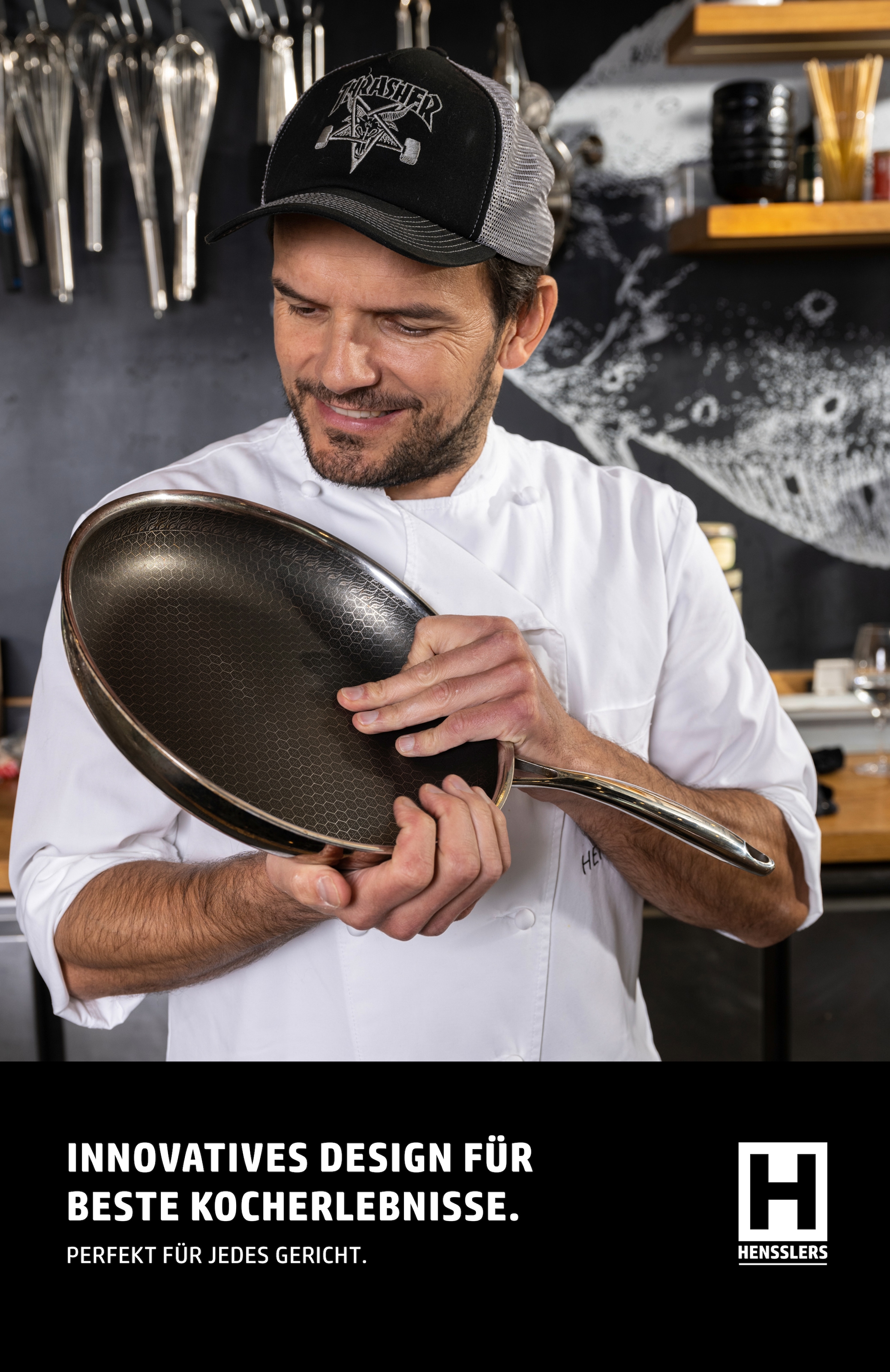 HENSSLERS Pfannen-Set »HENSSLERS Bratpfannen-Set, Ø 24 und 28 cm, inkl. Deckel« Edelstahl 4 Stk. tlg. mit Wabenstruktur